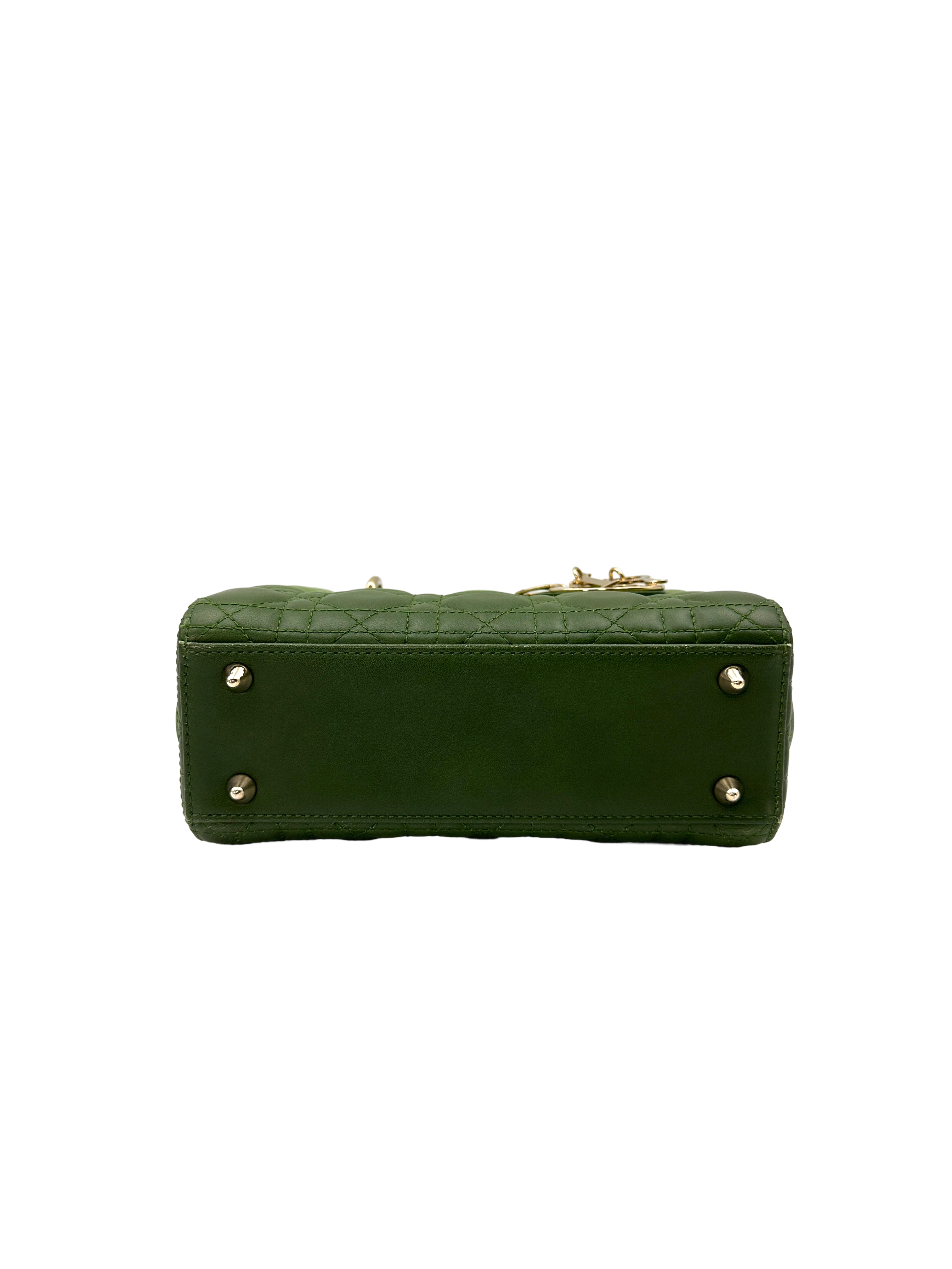 Christian Dior Lady Dior Ombre Green Cannage Leather Handle Bag DR877