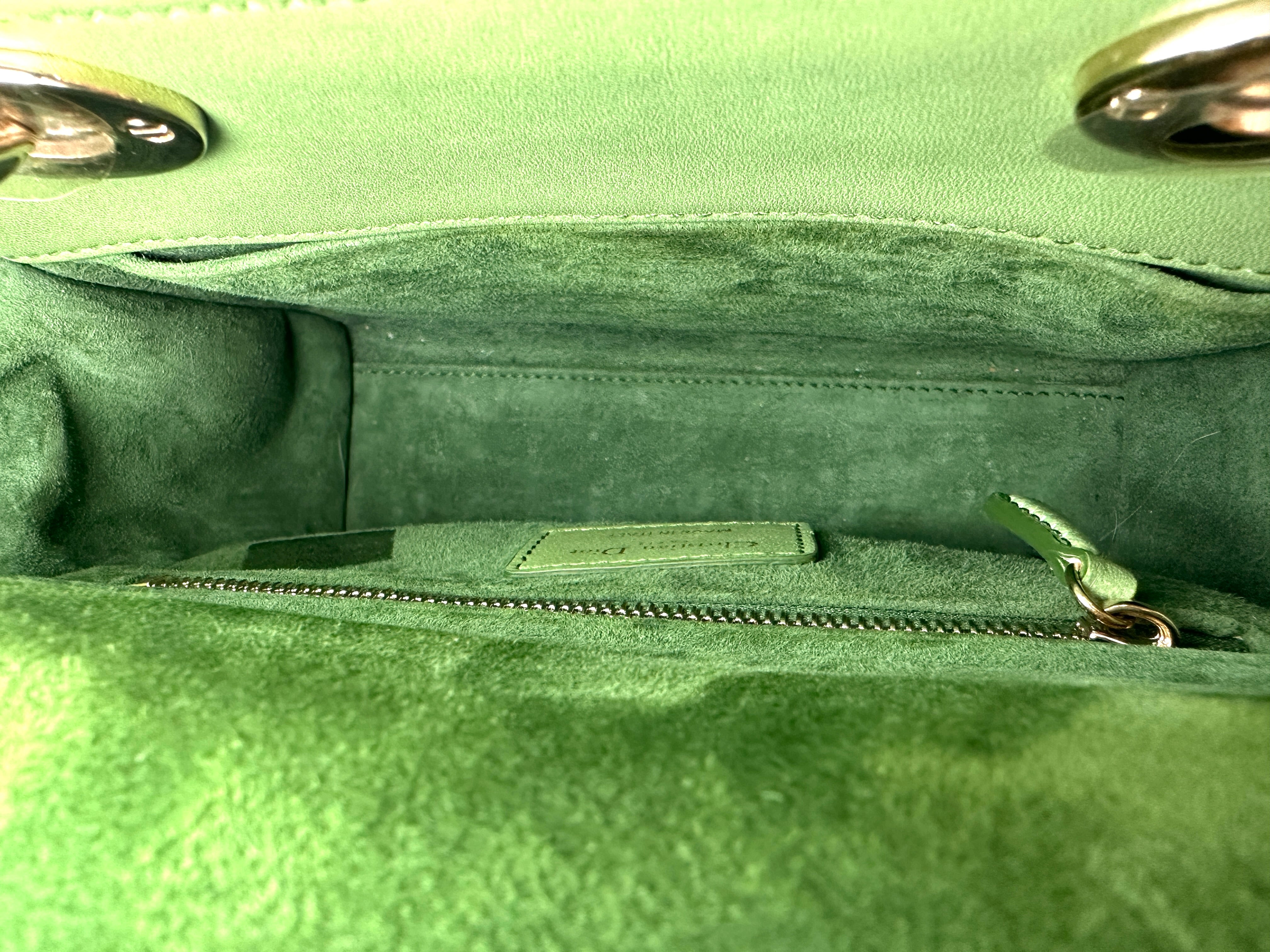 Christian Dior Lady Dior Ombre Green Cannage Leather Handle Bag DR877