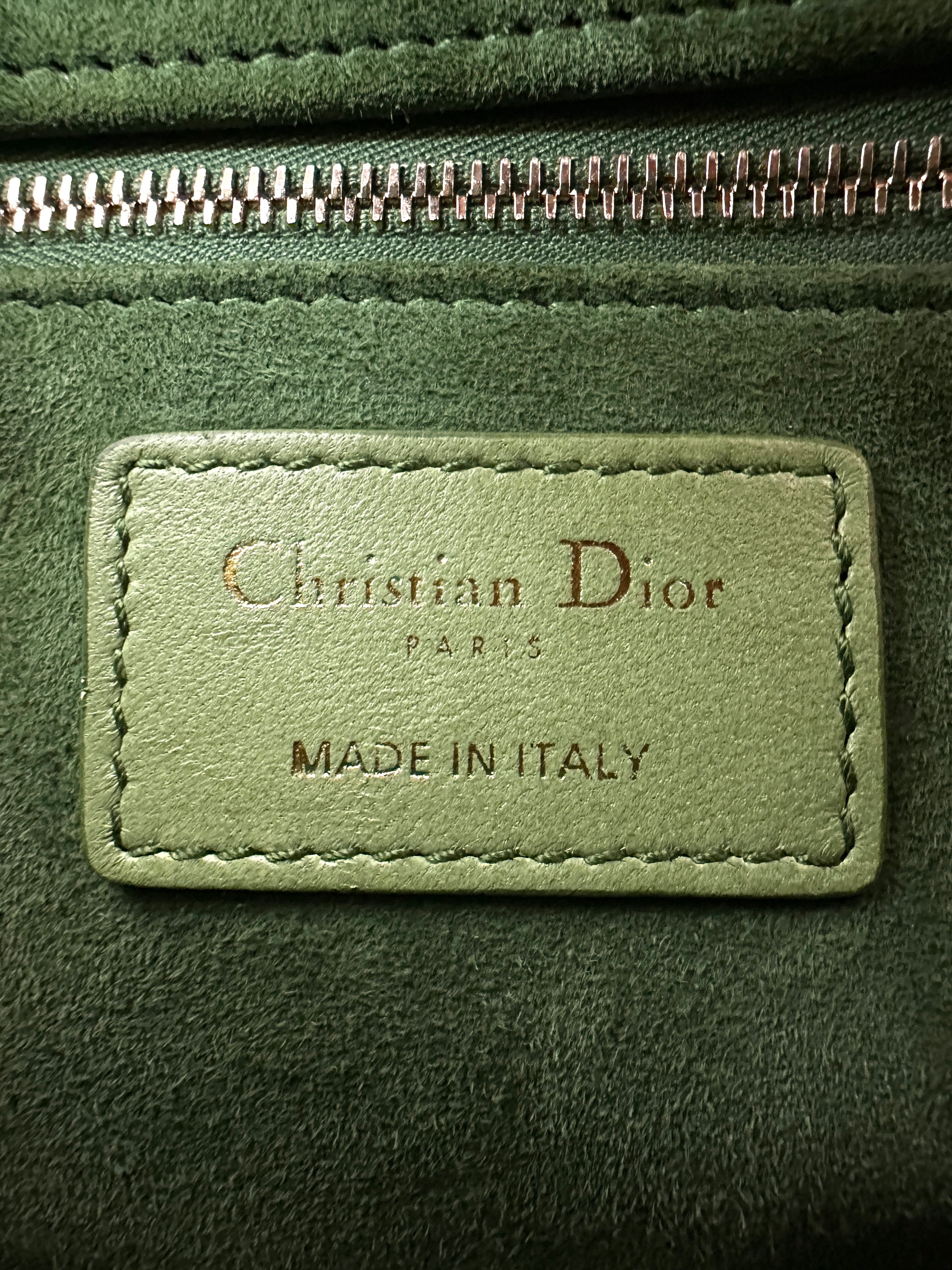 Christian Dior Lady Dior Ombre Green Cannage Leather Handle Bag DR877