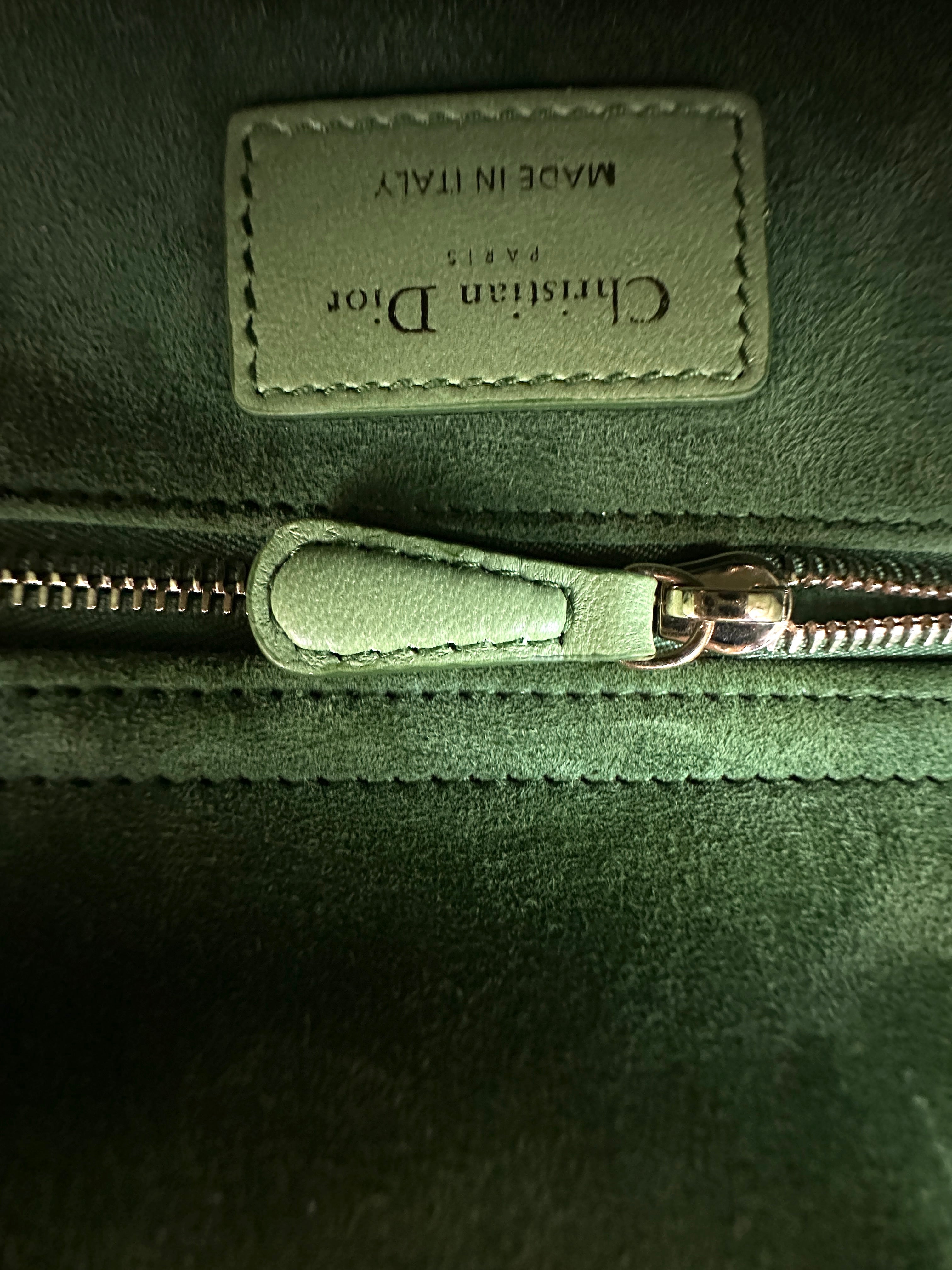 Christian Dior Lady Dior Ombre Green Cannage Leather Handle Bag DR877