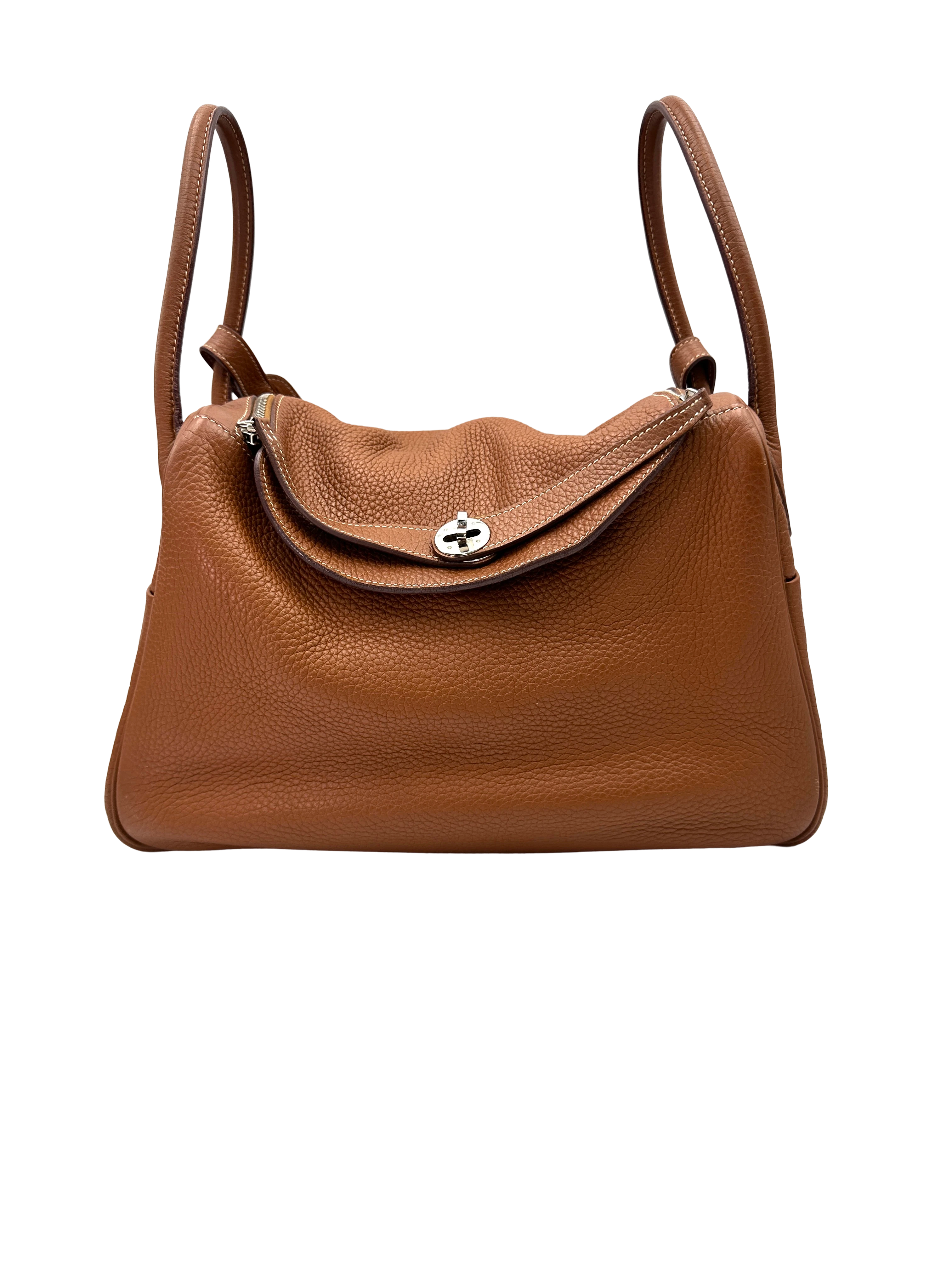Hermes Lindy34 Brown Leather Handle Bag IRIS264