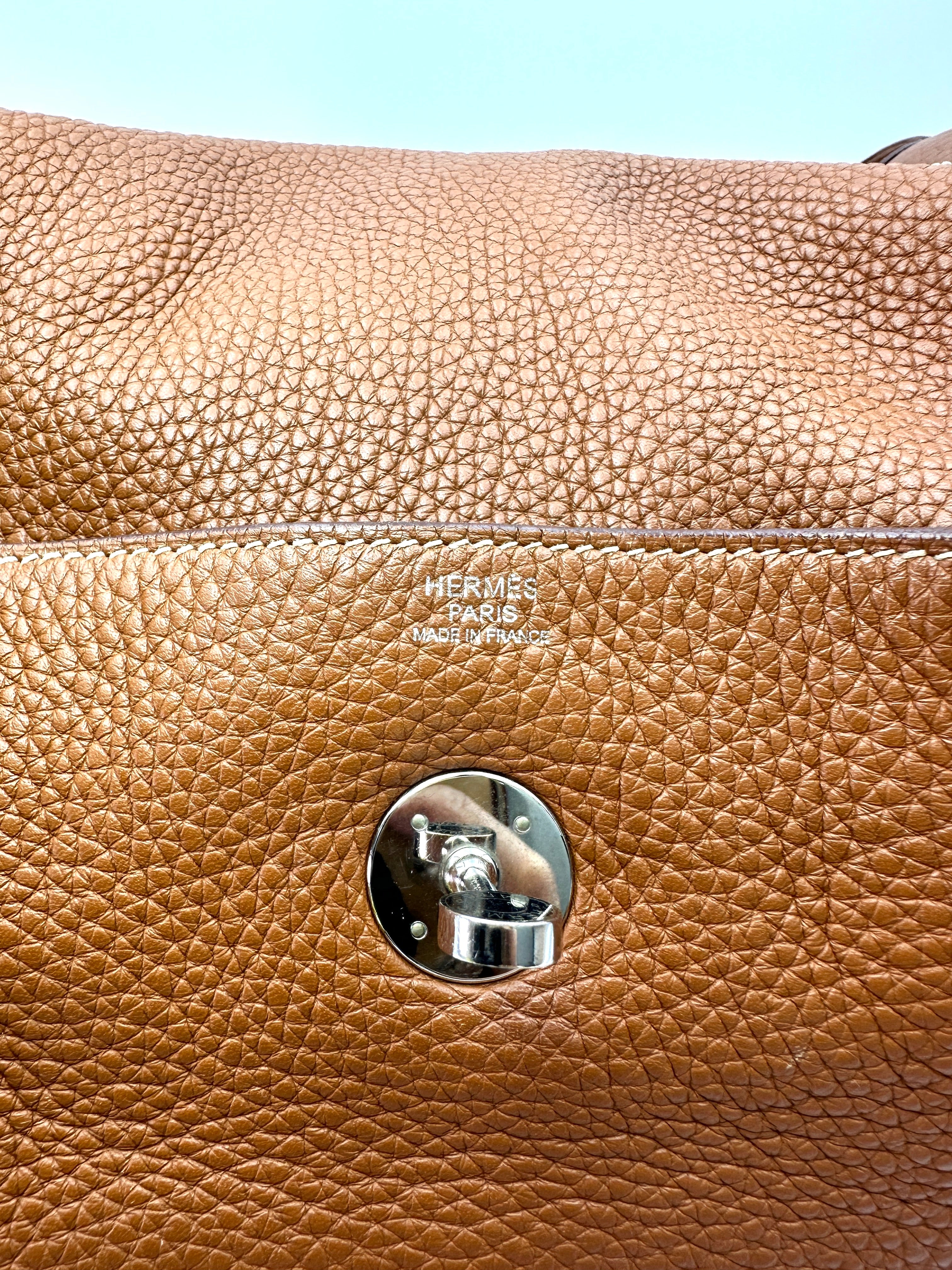 Hermes Lindy34 Brown Leather Handle Bag IRIS264