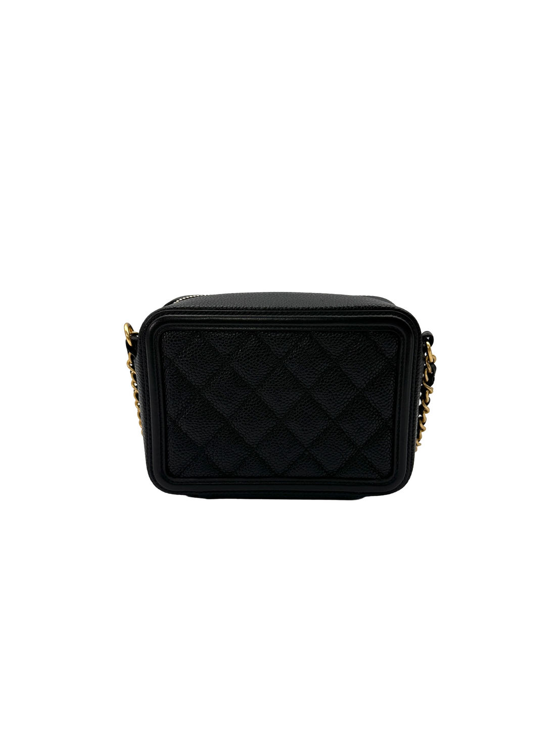 Chanel CC Filigree Black Quilted Leather Vanity Clutch(26***82) CC2452