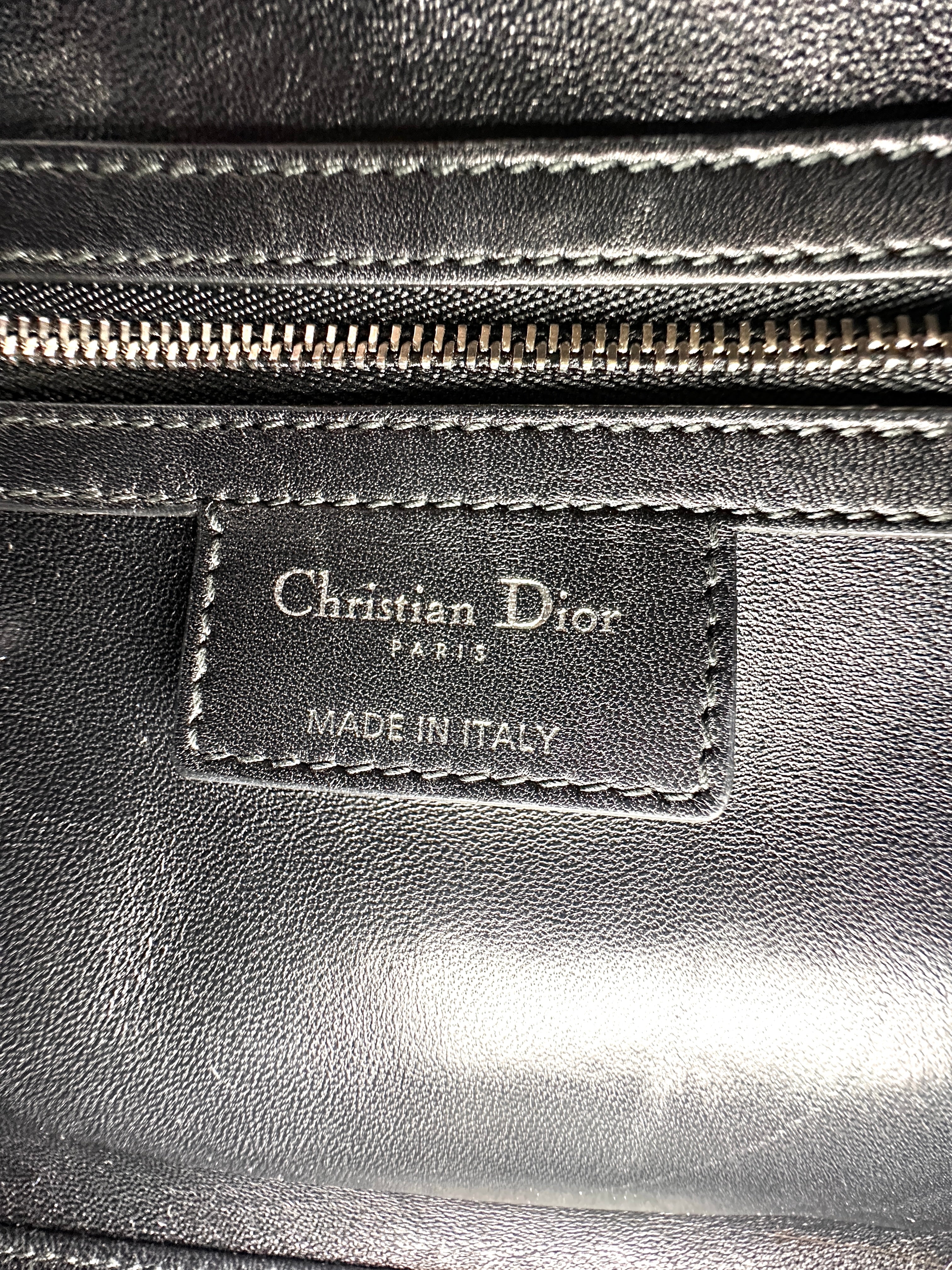 Christian Dior Lady Dior Black/White Sequin Embroidered Handle Bag DR878
