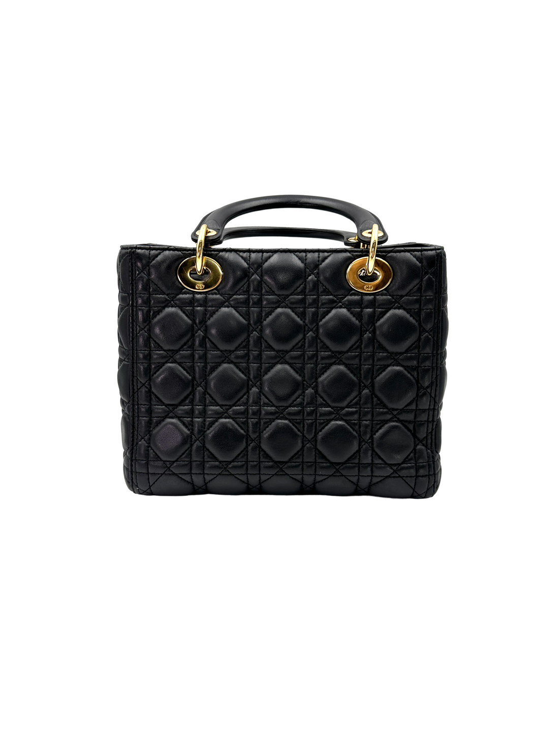 Christian Dior Lady Dior Black Cannage Leather Handle Bag DR879