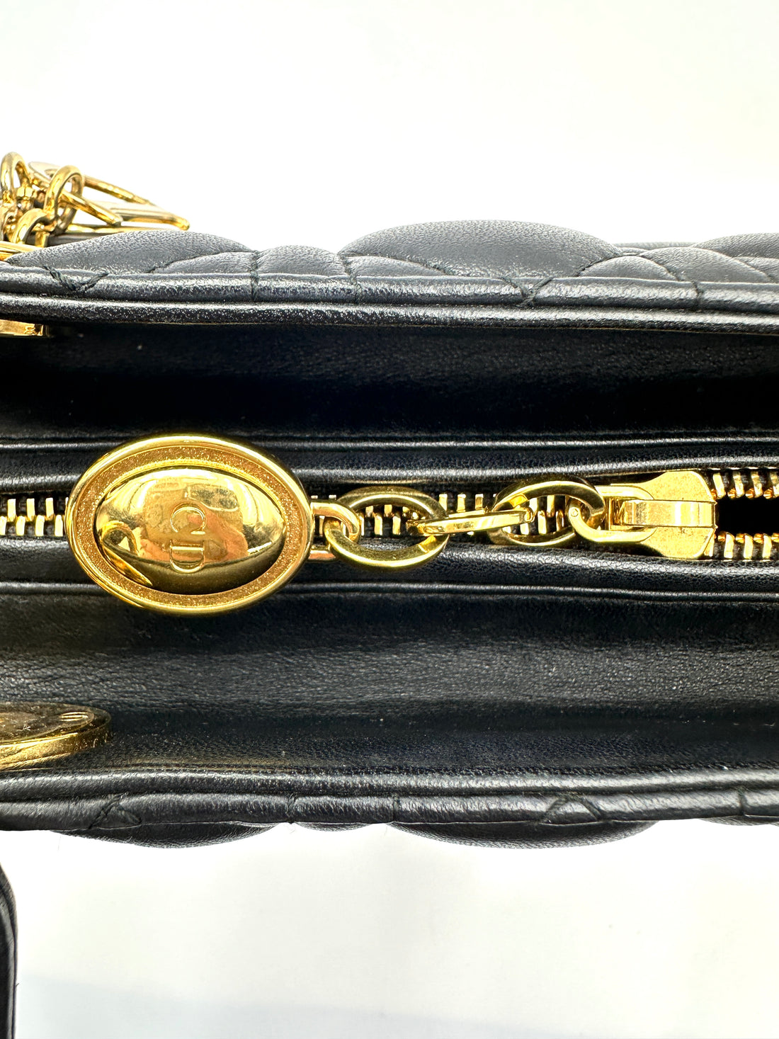 Christian Dior Lady Dior Black Cannage Leather Handle Bag DR879