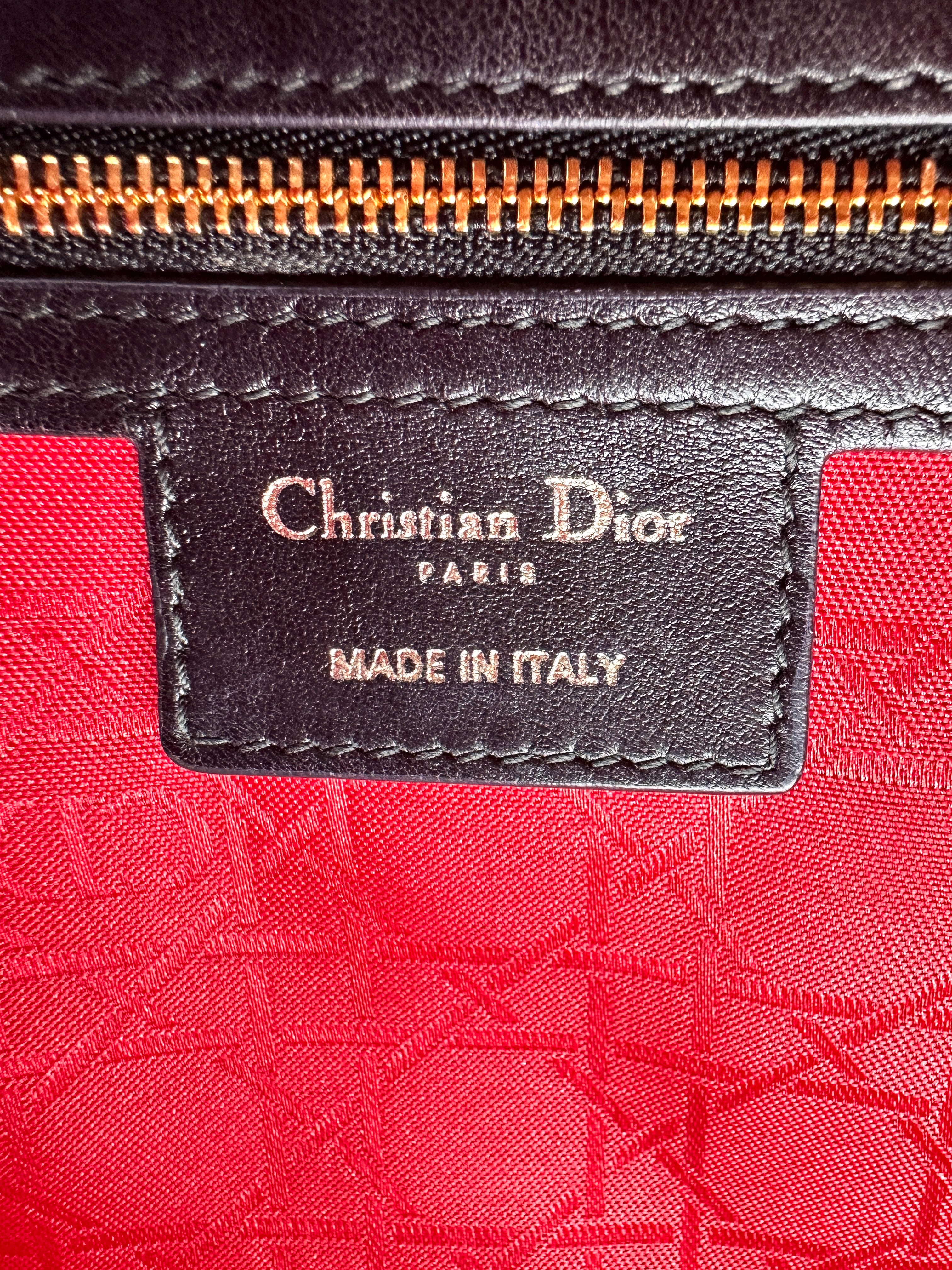 Christian Dior Lady Dior Black Cannage Leather Handle Bag DR879