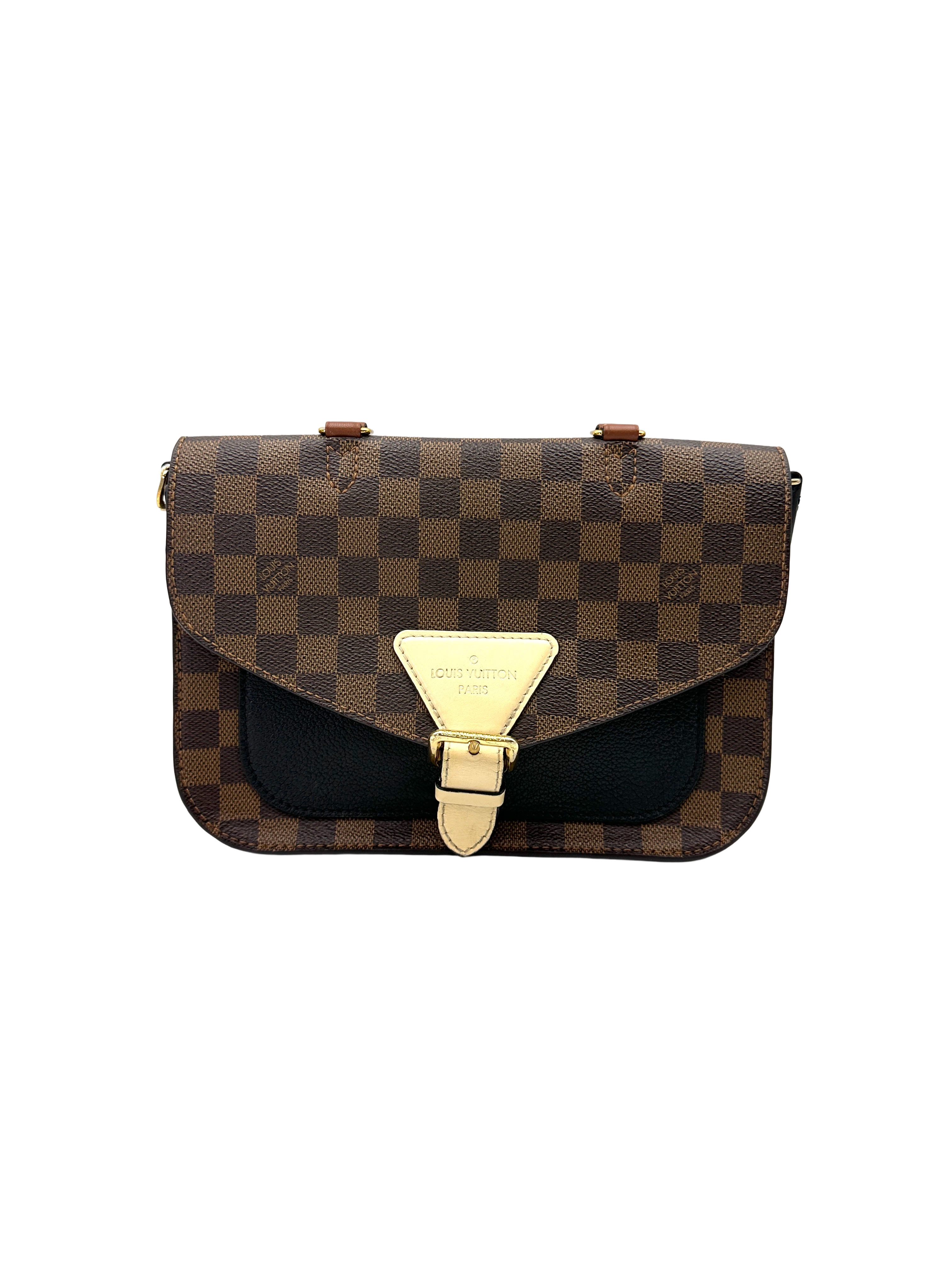 Louis Vuitton Beaumarchais Damier Ebene & Black Leather Handle Bag LV3225