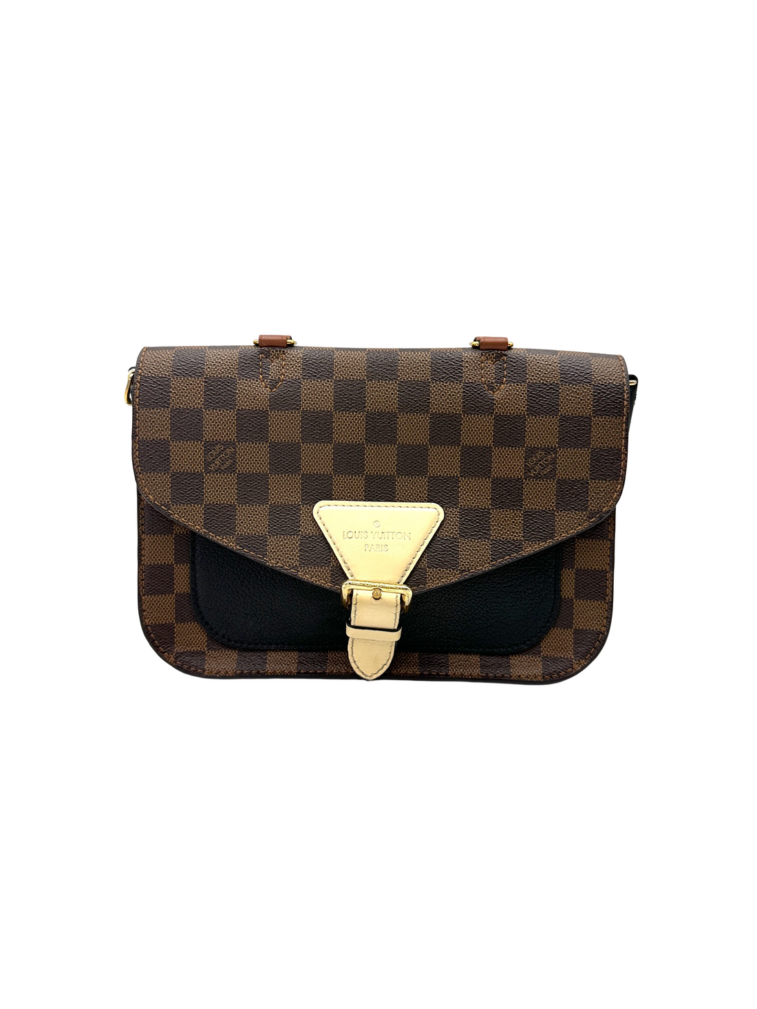 Louis Vuitton Beaumarchais Damier Ebene & Black Leather Handle Bag LV3225