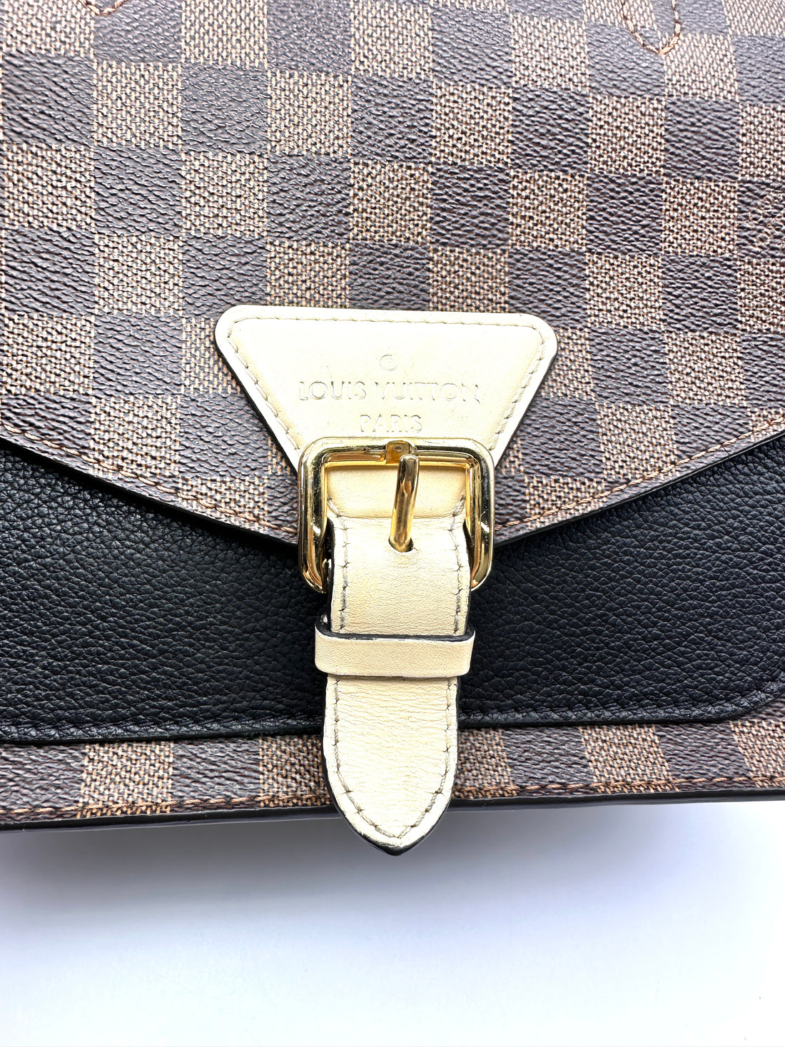 Louis Vuitton Beaumarchais Damier Ebene & Black Leather Handle Bag LV3225