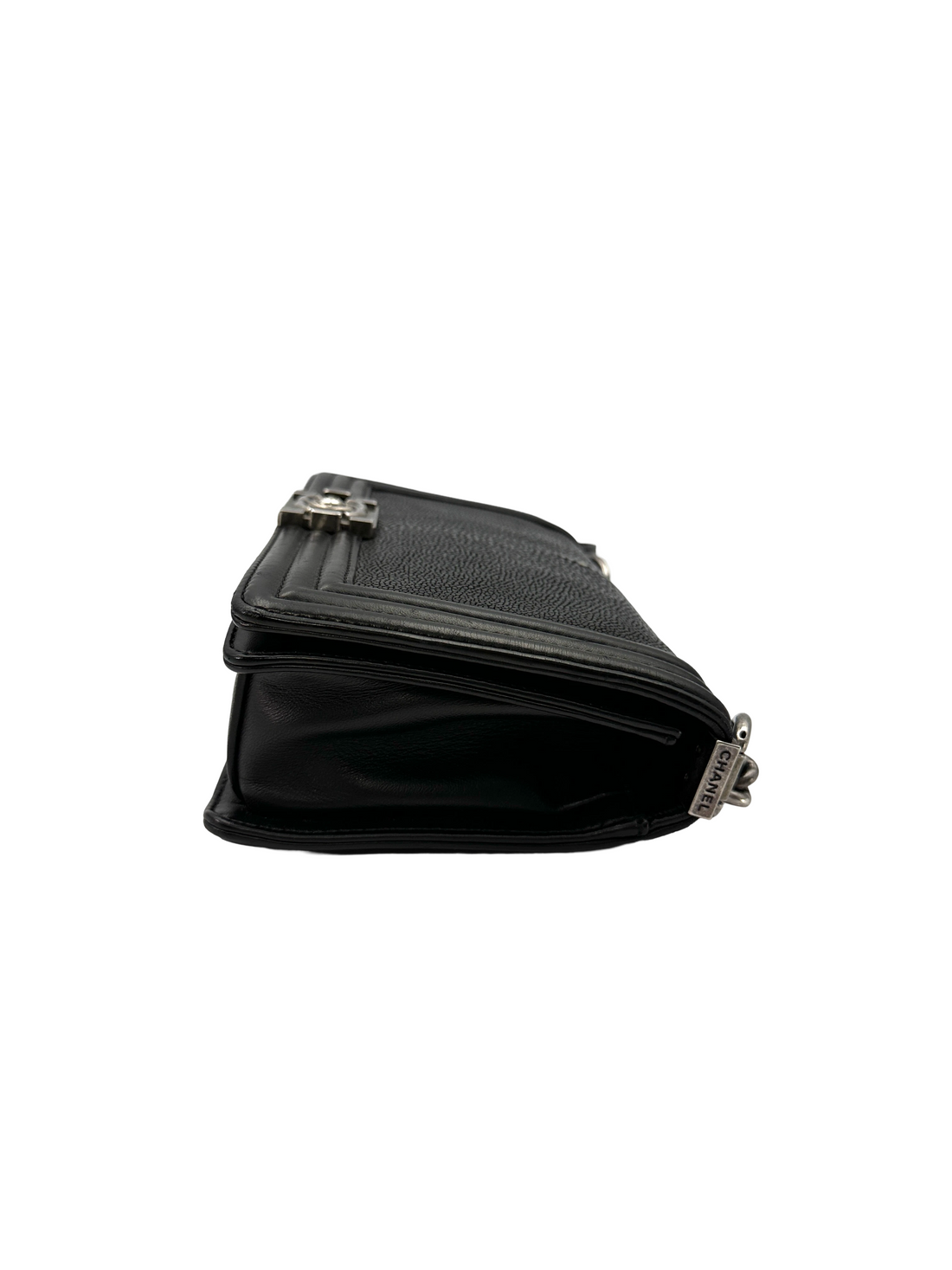 Chanel LeBoy Black Stingray Leather Flap Bag With Silver Buckle(16***44) CC2453