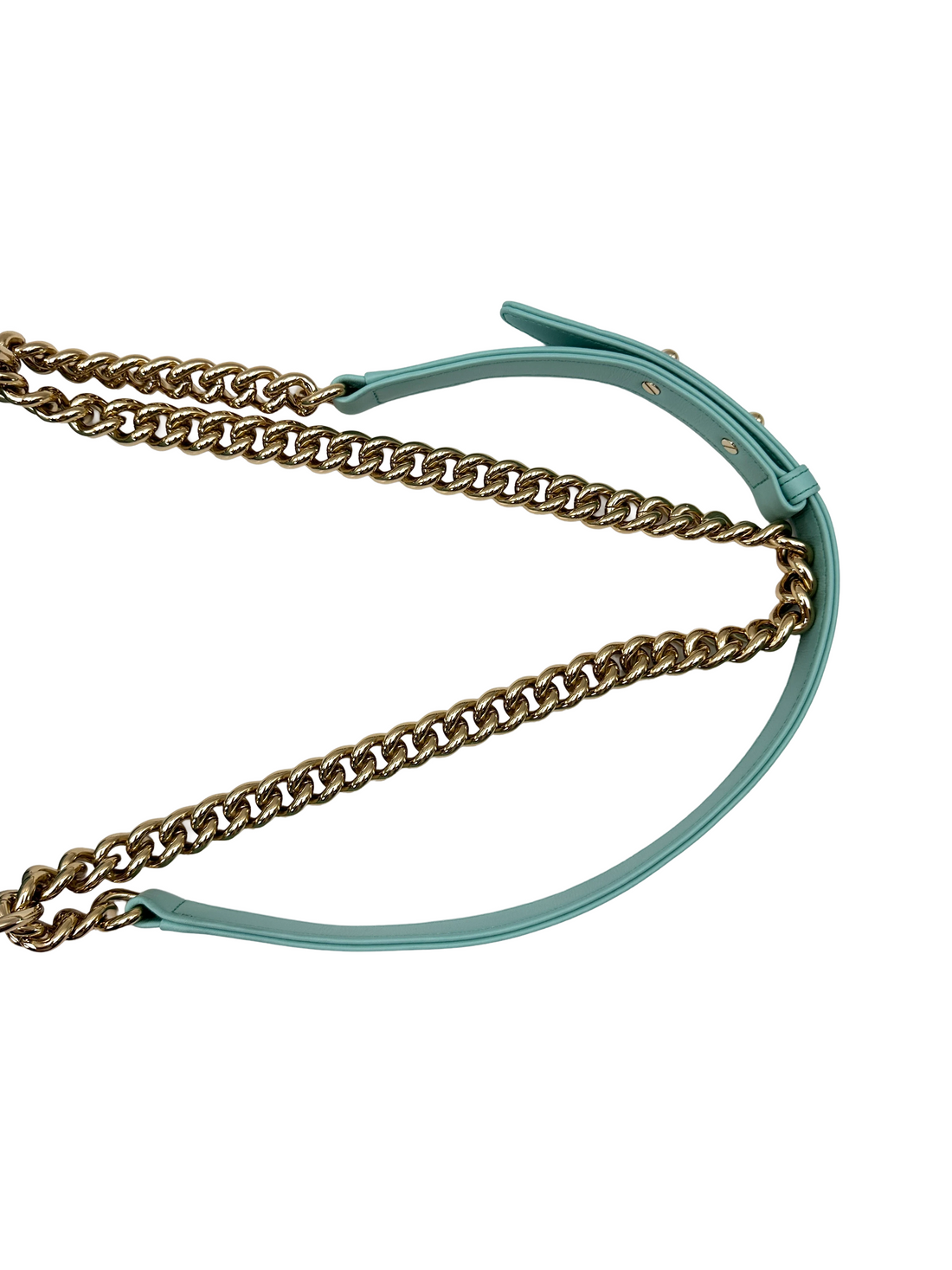 Chanel LeBoy Tiffany Blue Lizard Leather Small Size Flap Bag With Gold Buckle(27***64) CC2456
