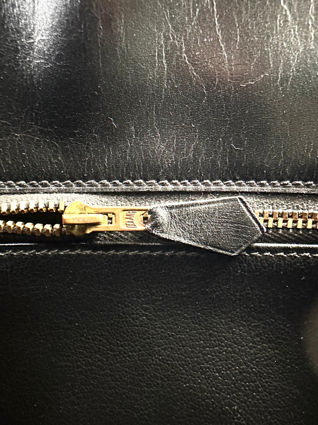 Hermes Kelly Black Leather Top Handle Bag With Gold Hardware HR144SA