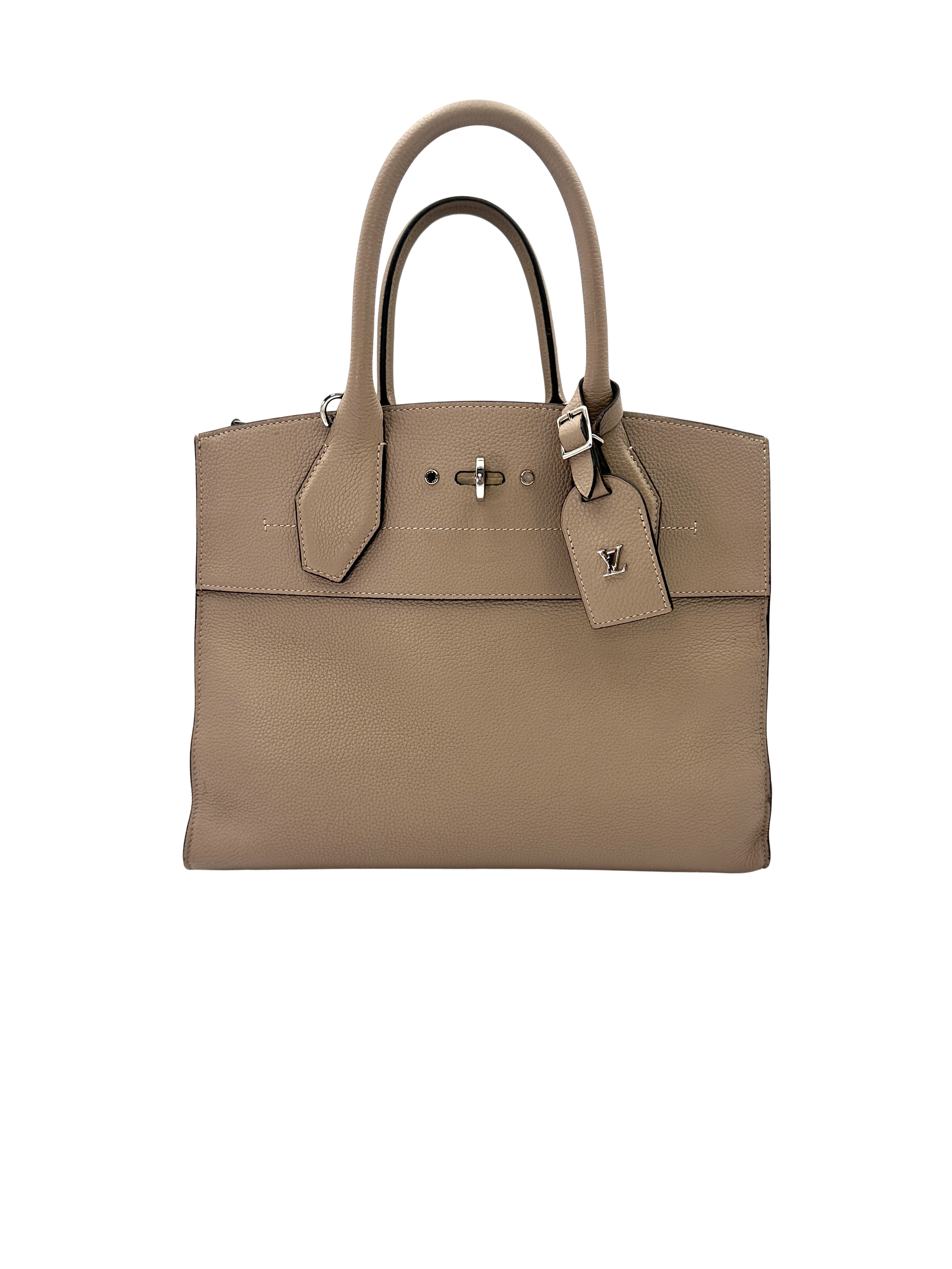 Louis Vuitton City Steamer MM Grey Taurillon Leather Handle Bag LV3230