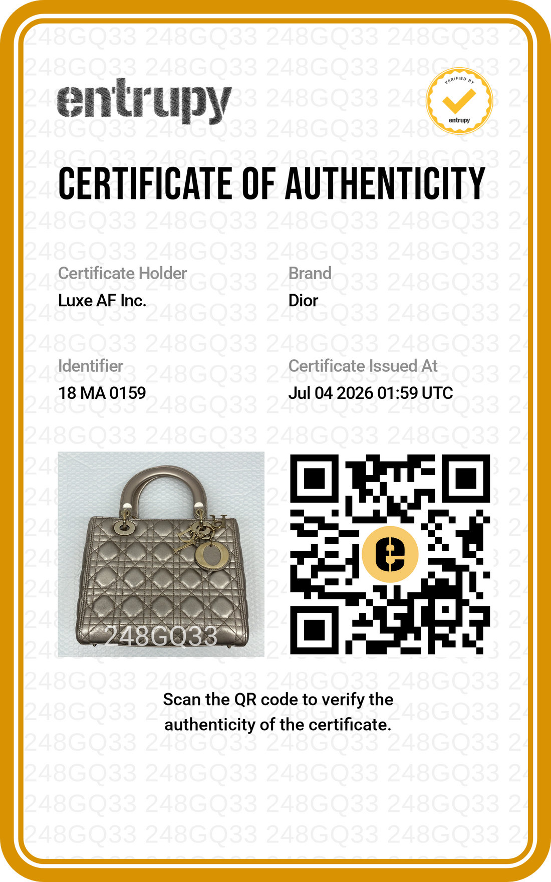 Christian Dior Lady Dior Metallic Gold Cannage Leather Handle Bag DR872
