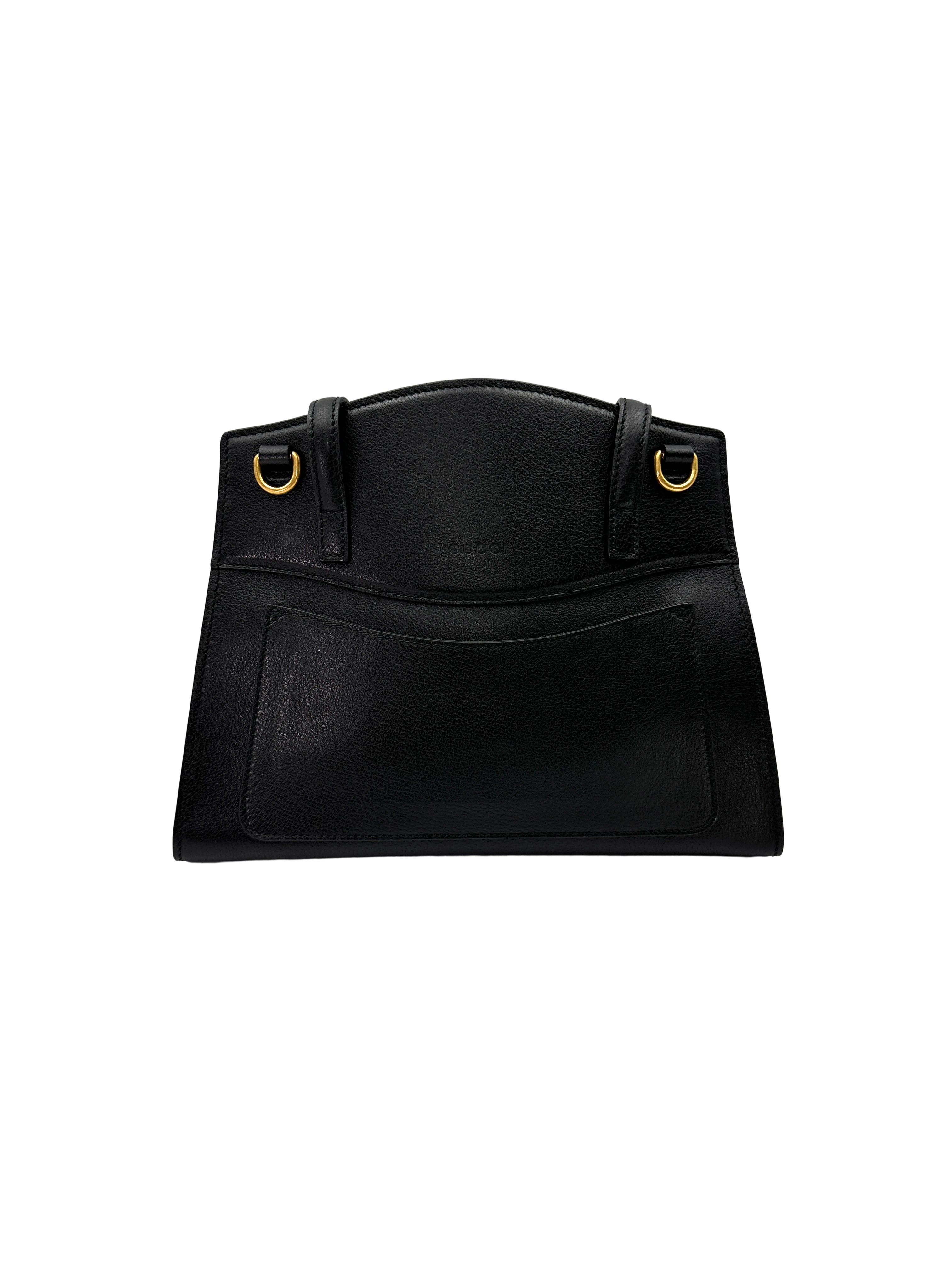 Gucci Totem Butterfly Black Leather Handle Bag GG1374