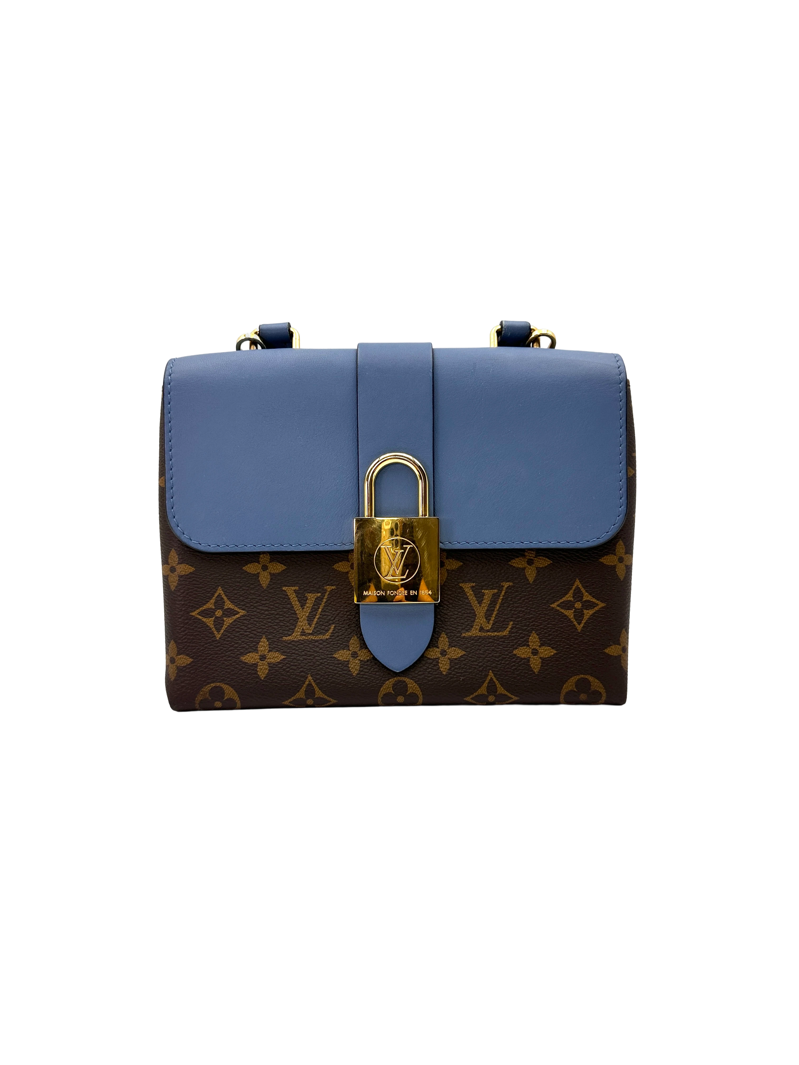 Louis Vuitton Locky Monogram Canvas & Blue Leather Handle Bag LV3235