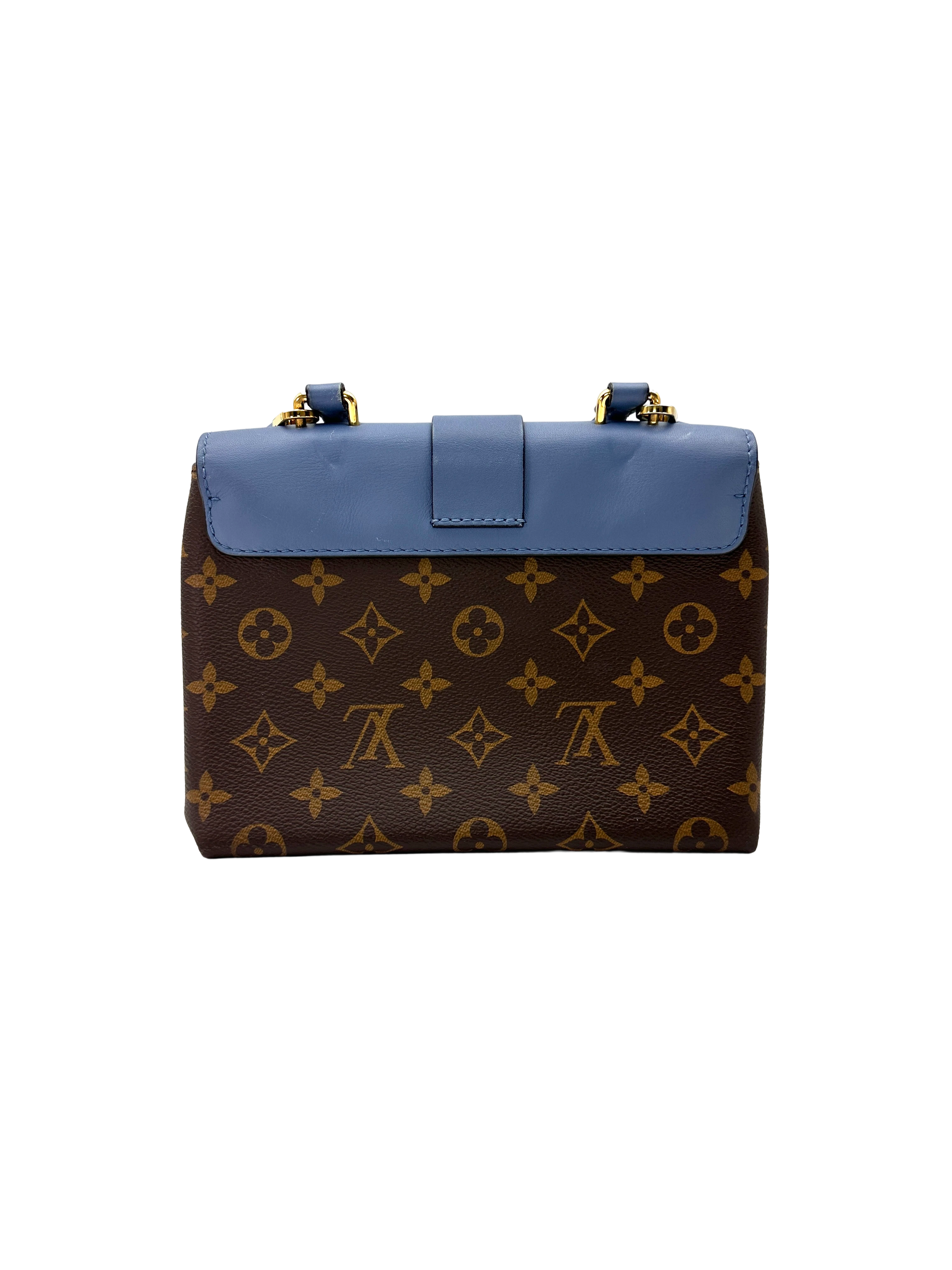 Louis Vuitton Locky Monogram Canvas & Blue Leather Handle Bag LV3235