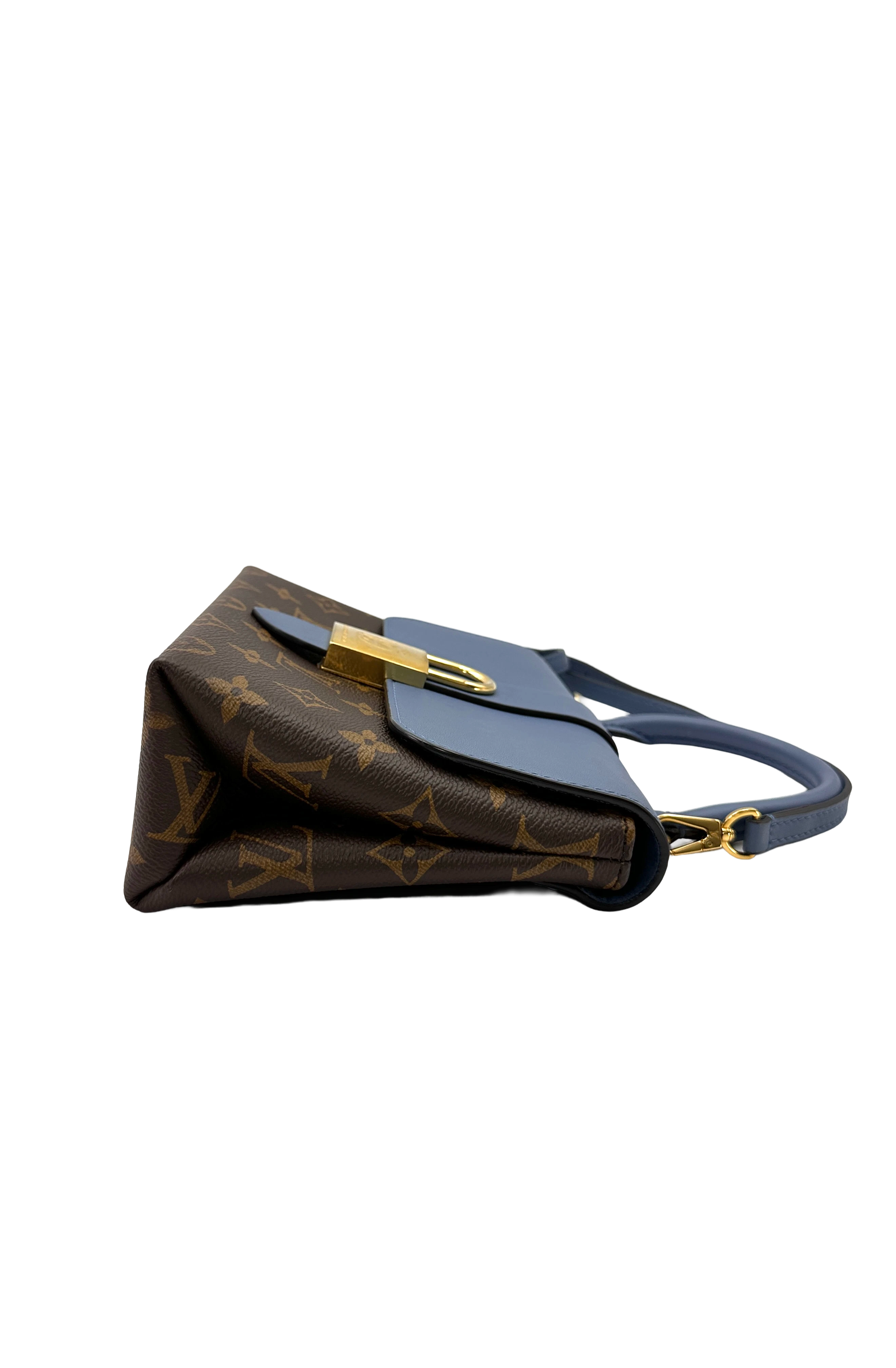 Louis Vuitton Locky Monogram Canvas & Blue Leather Handle Bag LV3235