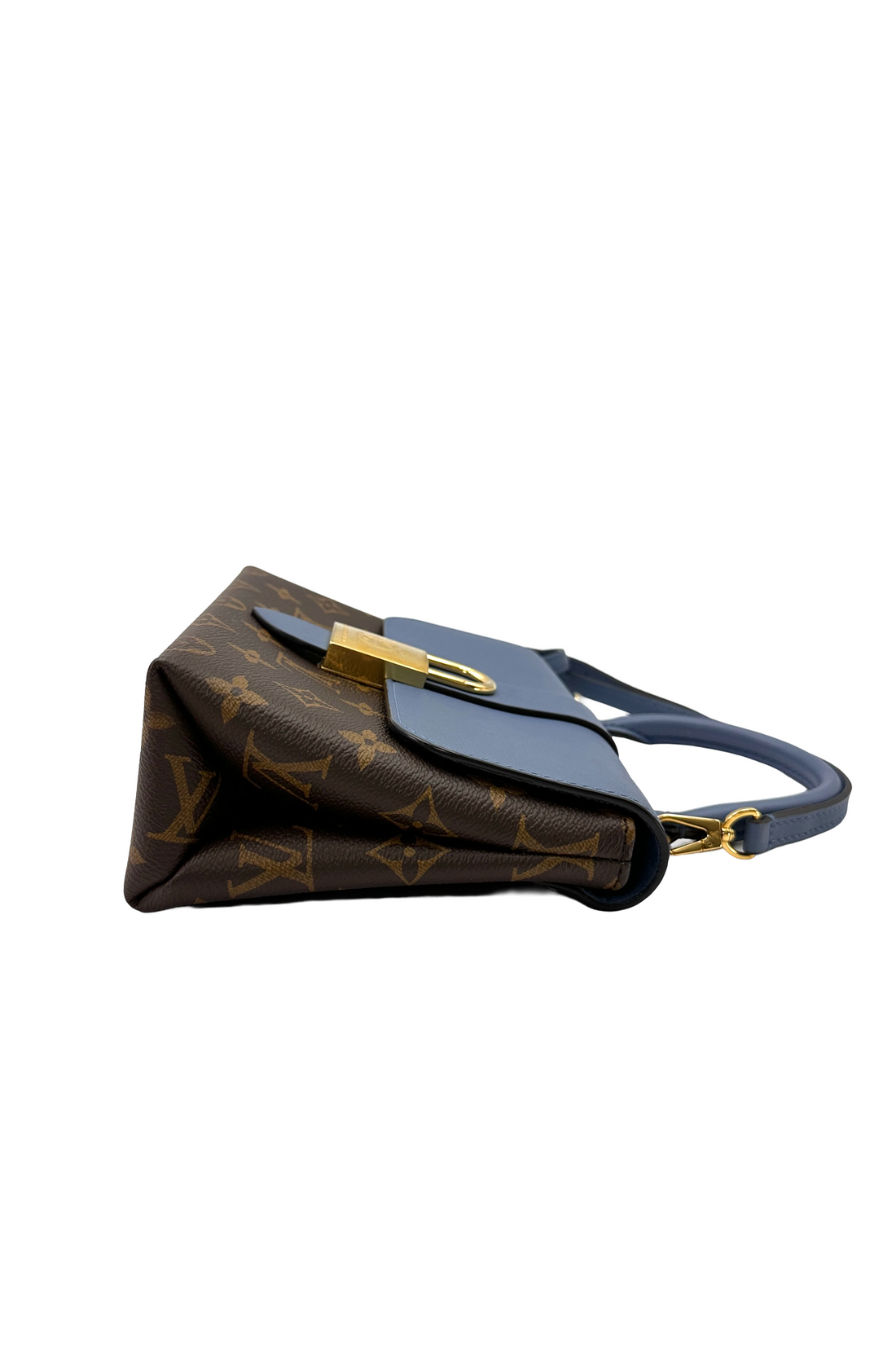 Louis Vuitton Locky Monogram Canvas & Blue Leather Handle Bag LV3235