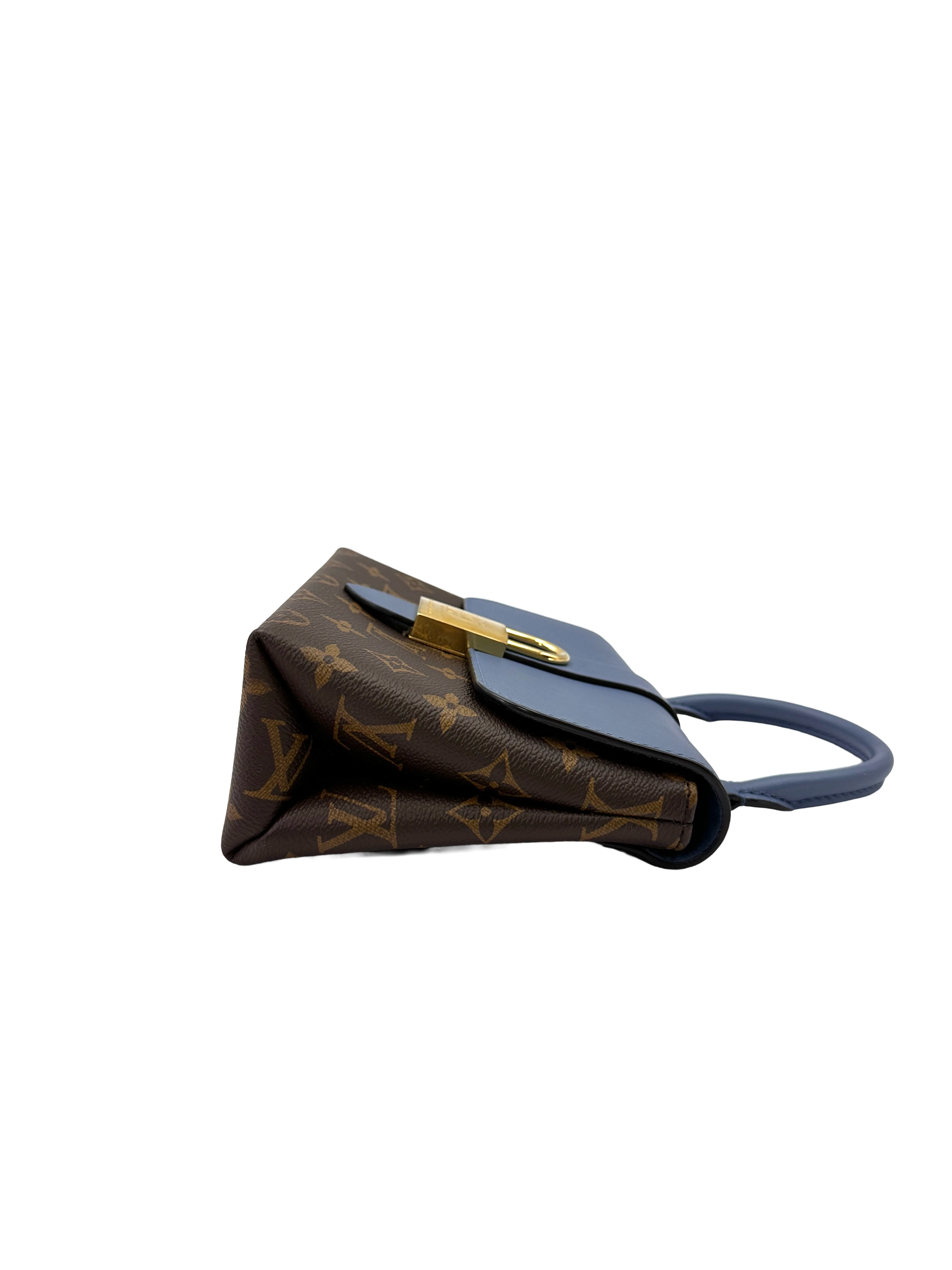 Louis Vuitton Locky Monogram Canvas & Blue Leather Handle Bag LV3235