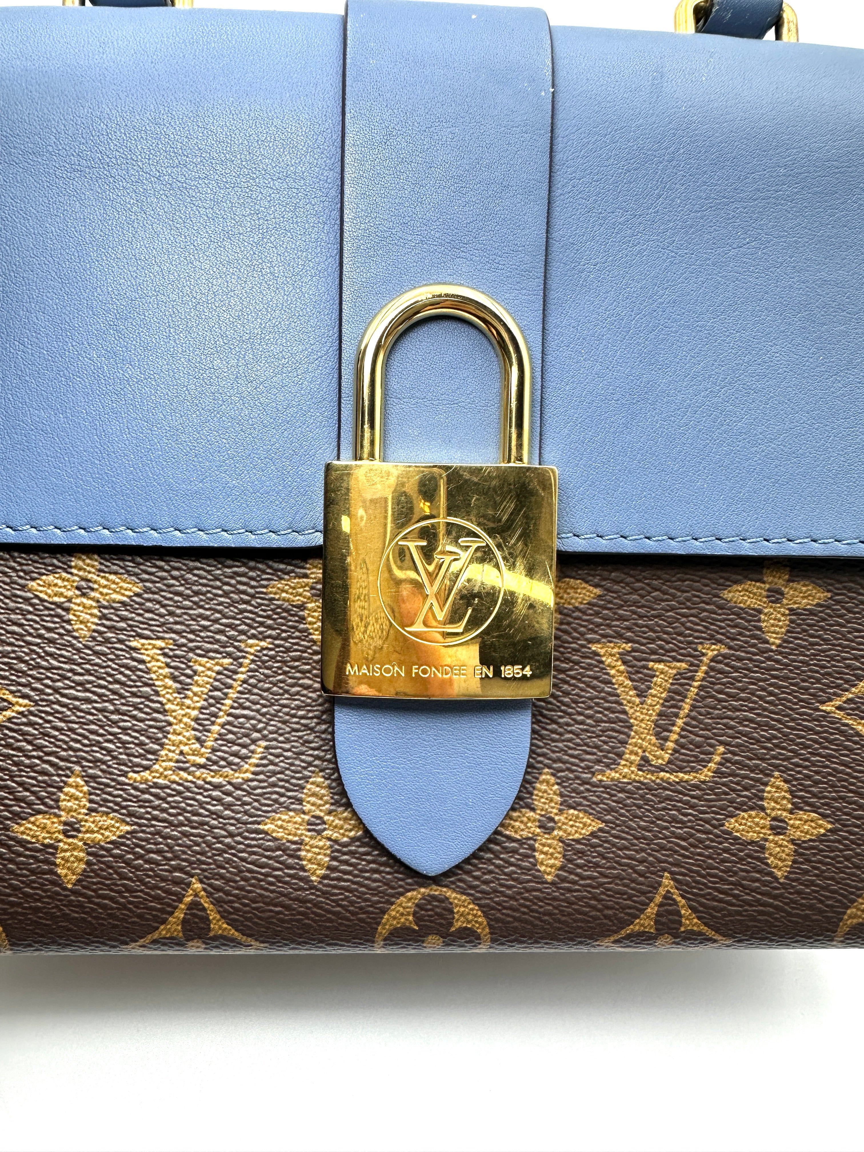 Louis Vuitton Locky Monogram Canvas & Blue Leather Handle Bag LV3235