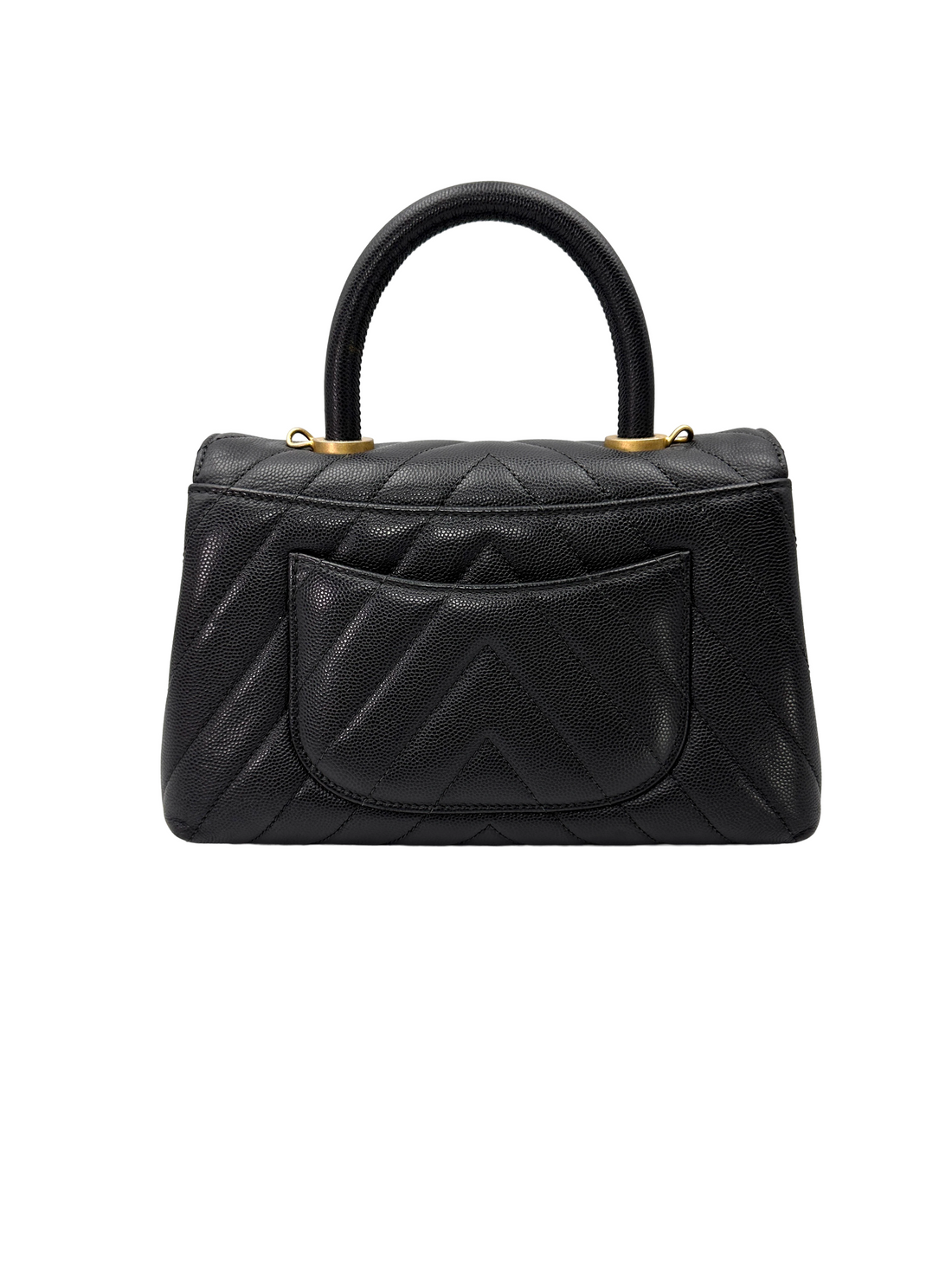 Chanel CoCo Handle Black Chevron Quilted Small Size Shoulder Bag(27***42) CC2463