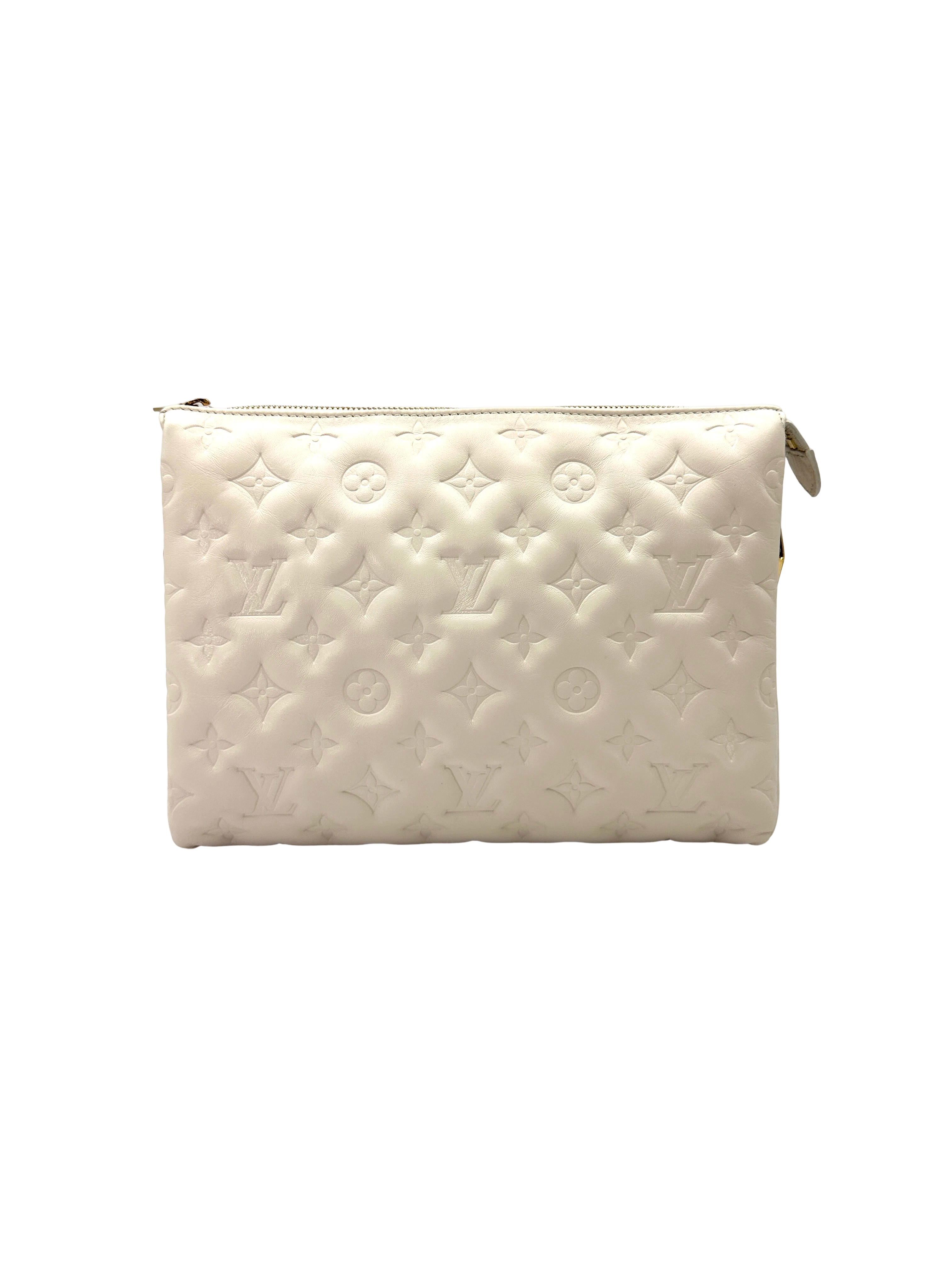 Louis Vuitton Coussin White Monogram Embossed Puffy Leather Shoulder Bag LV3242
