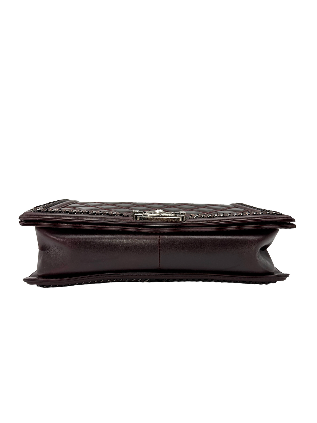 Chanel LeBoy Dark Red Quilted Leather Top Handle Flap Bag With Silver Buckle(21***16) CC2465