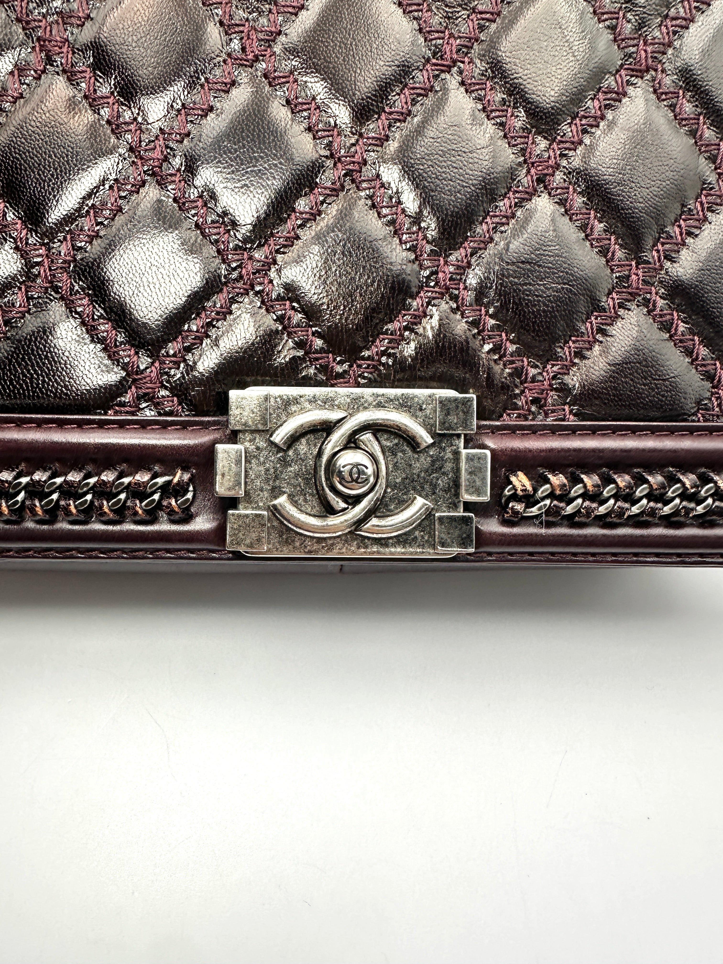 Chanel LeBoy Dark Red Quilted Leather Top Handle Flap Bag With Silver Buckle(21***16) CC2465