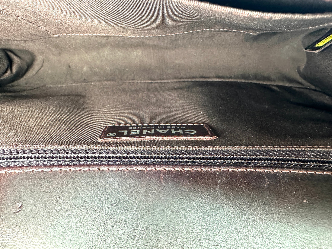 Chanel LeBoy Dark Red Quilted Leather Top Handle Flap Bag With Silver Buckle(21***16) CC2465
