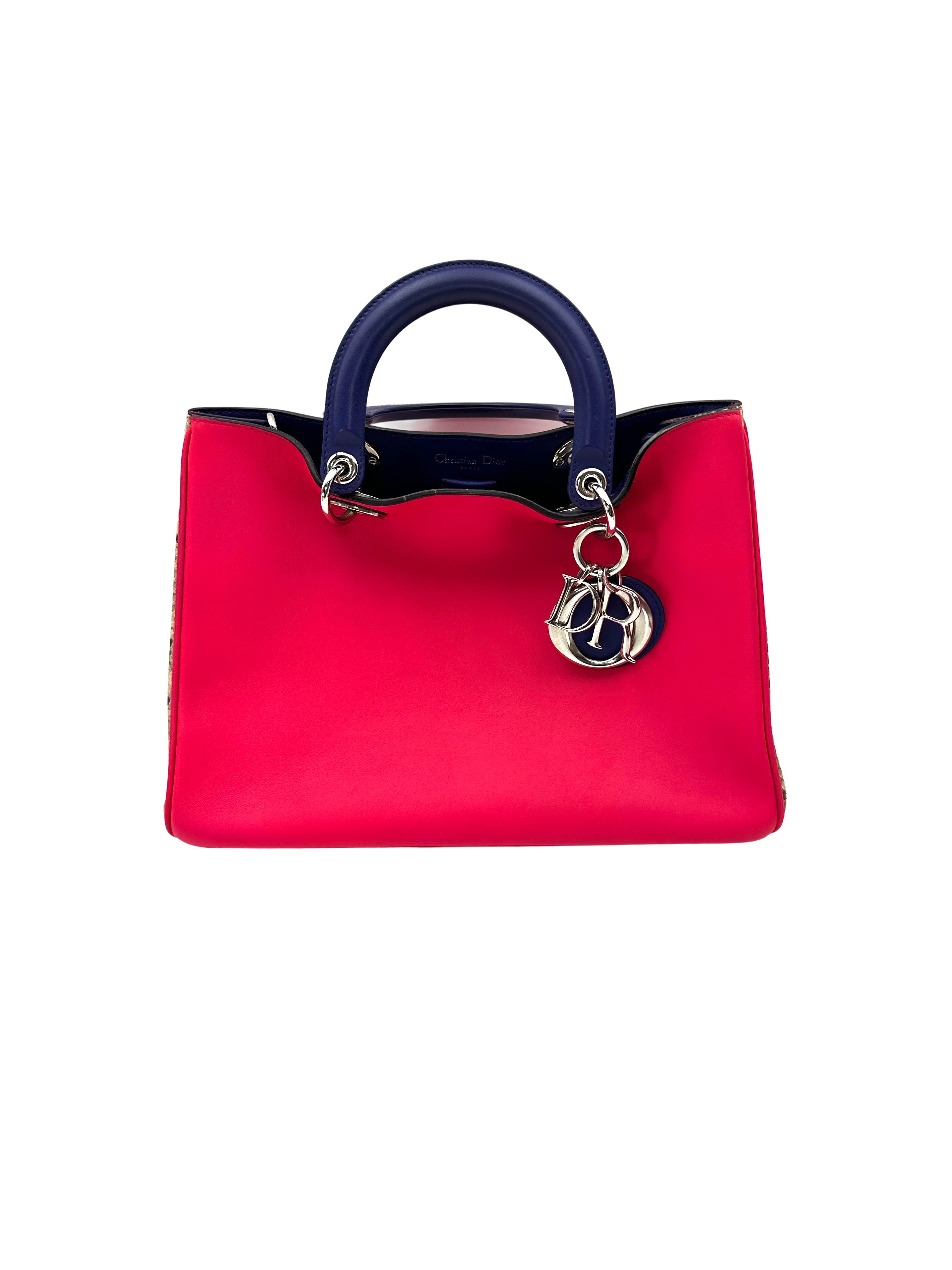 Christian Dior Diorissimo Red/Blue Leather Handle Bag DR895