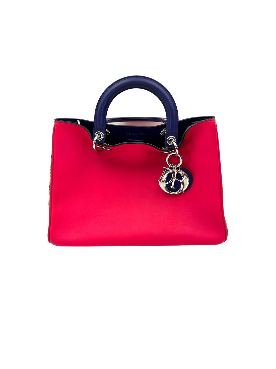 Christian Dior Diorissimo Red/Blue Leather Handle Bag DR895
