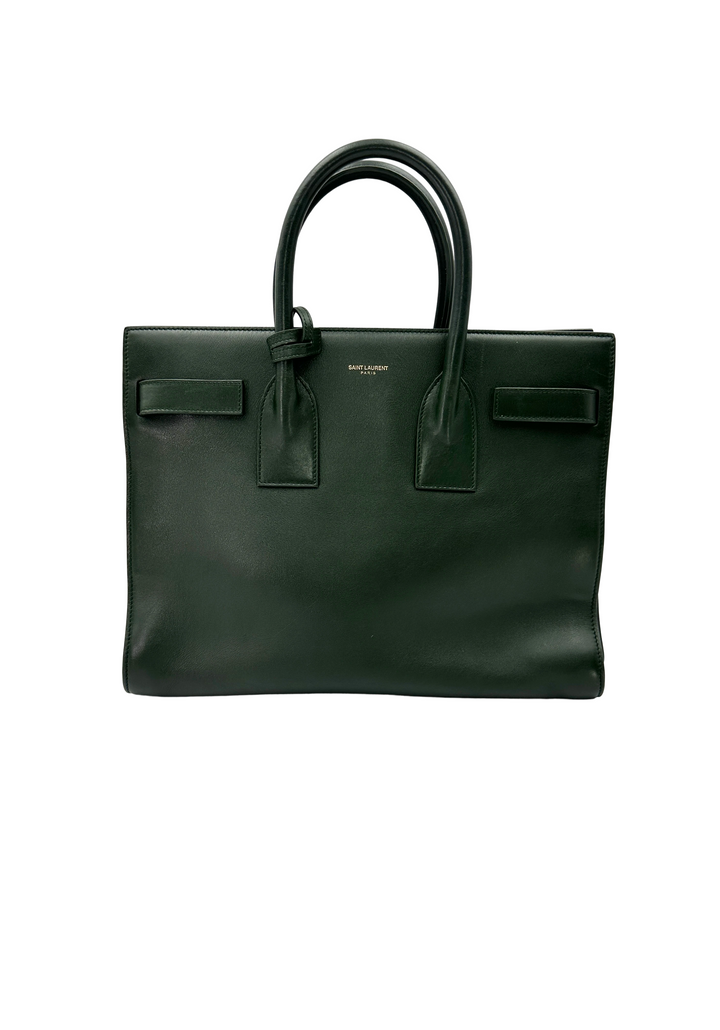 Saint Laurent Sac de Jour Dark Green Leather Medium Size Handle Bag SL278