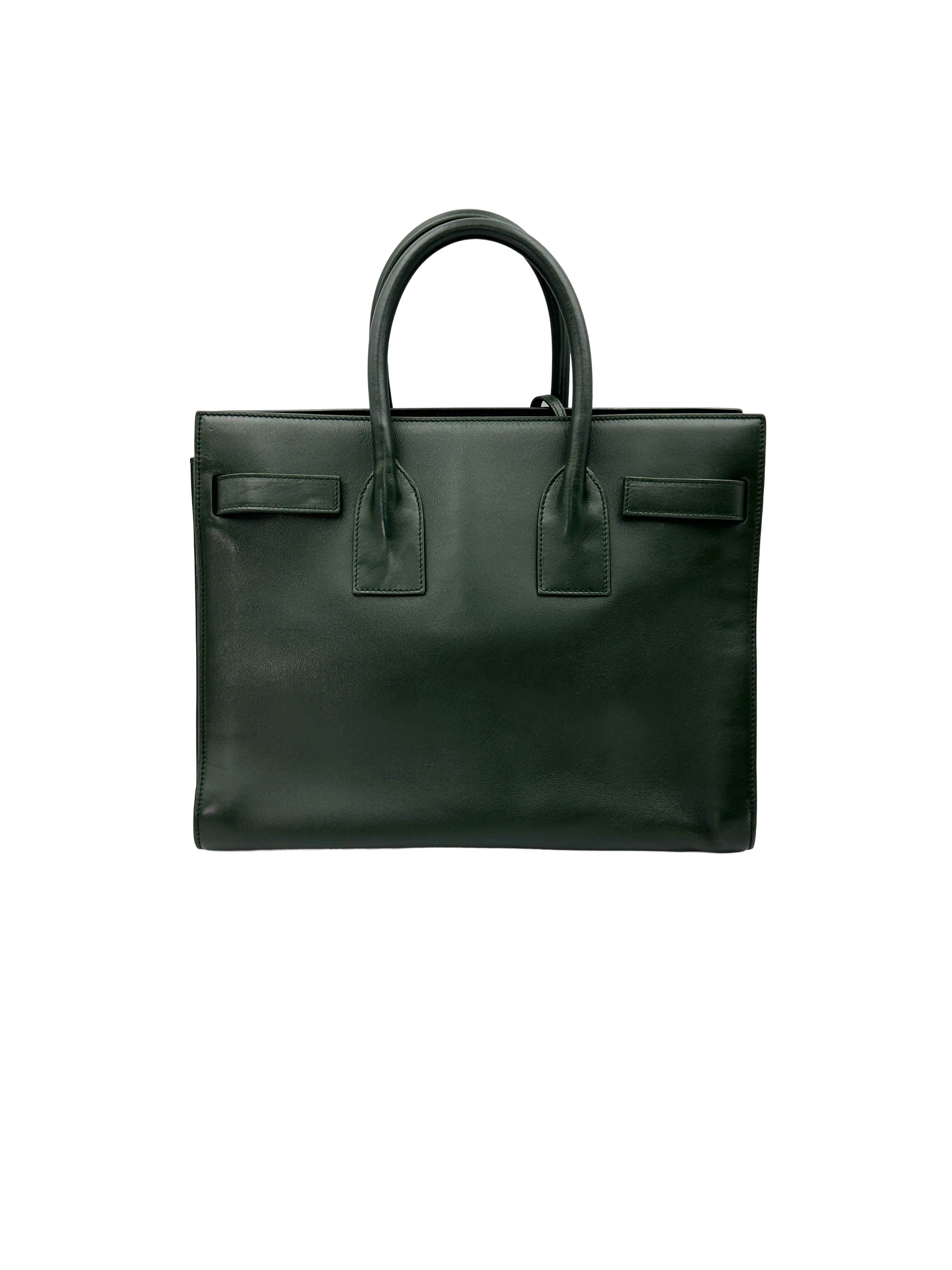 Saint Laurent Sac de Jour Dark Green Leather Medium Size Handle Bag SL278
