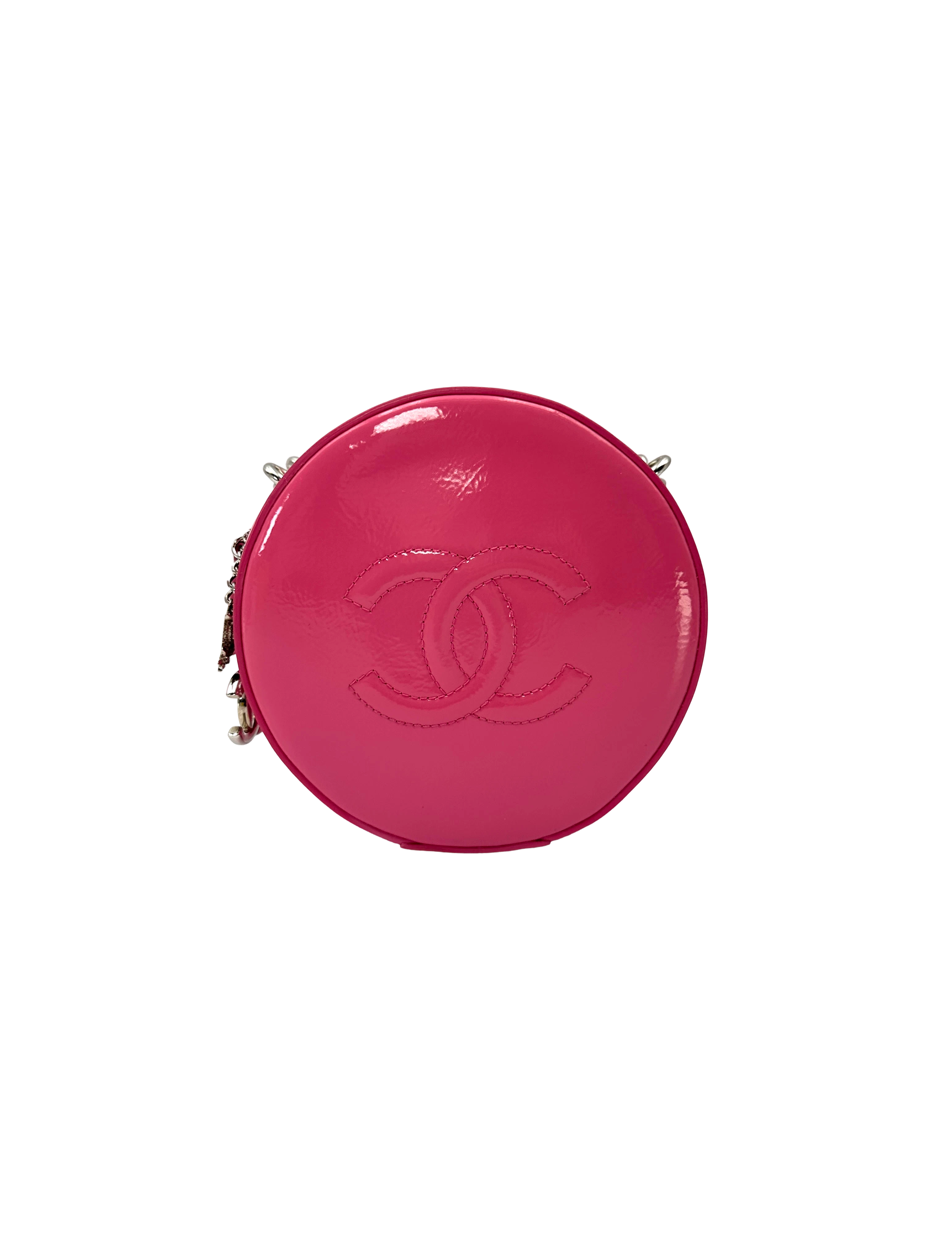 Chanel Pink Leather Round Clutch(26***97) CC2464