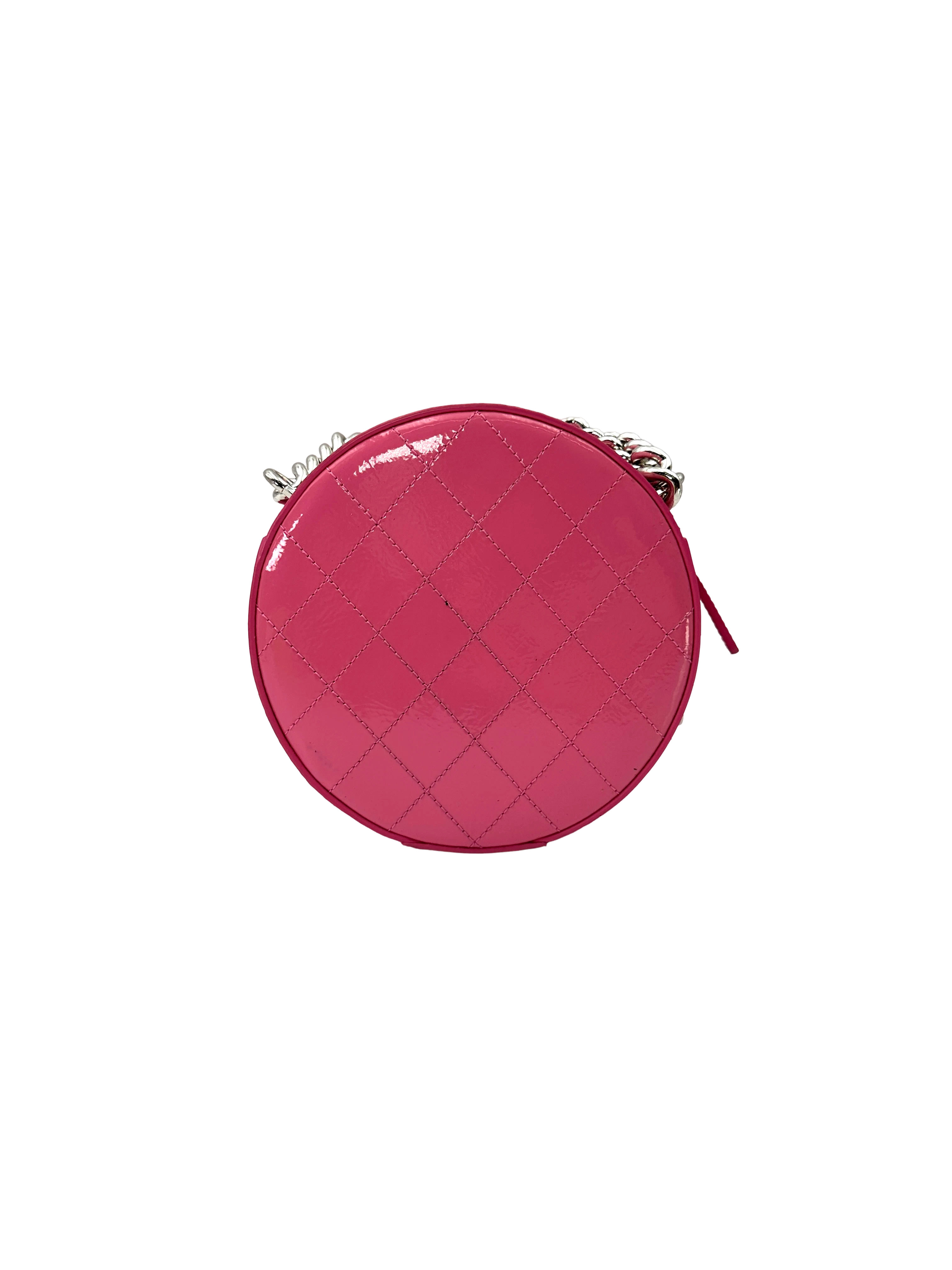 Chanel Pink Leather Round Clutch(26***97) CC2464