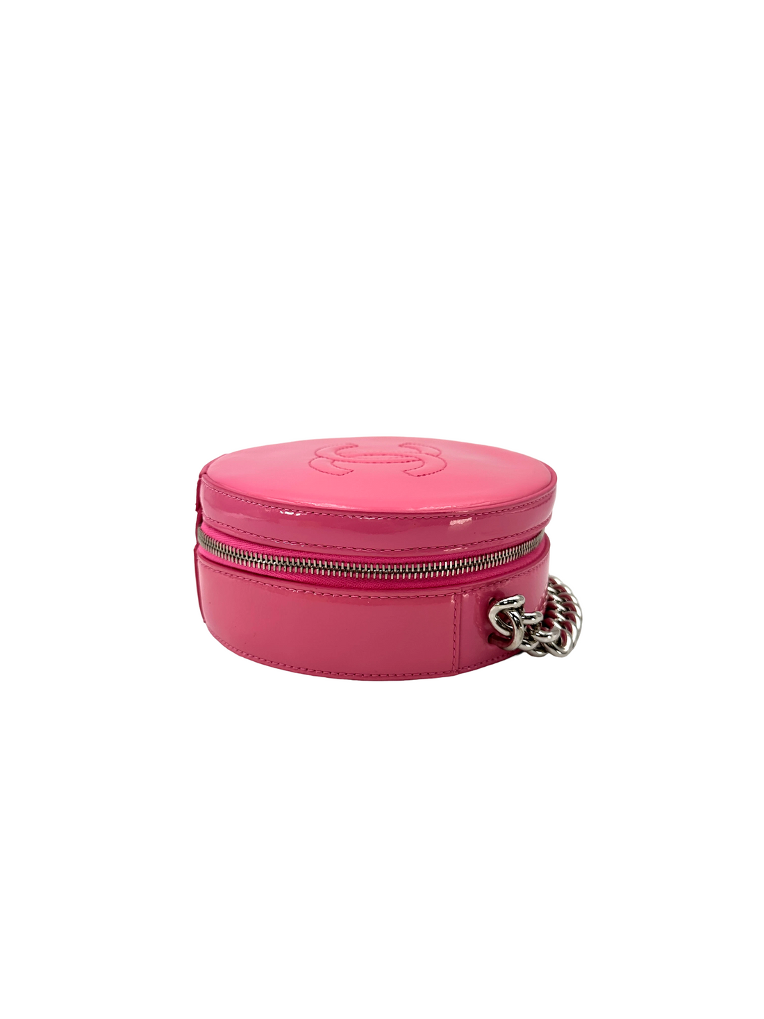 Chanel Pink Leather Round Clutch(26***97) CC2464