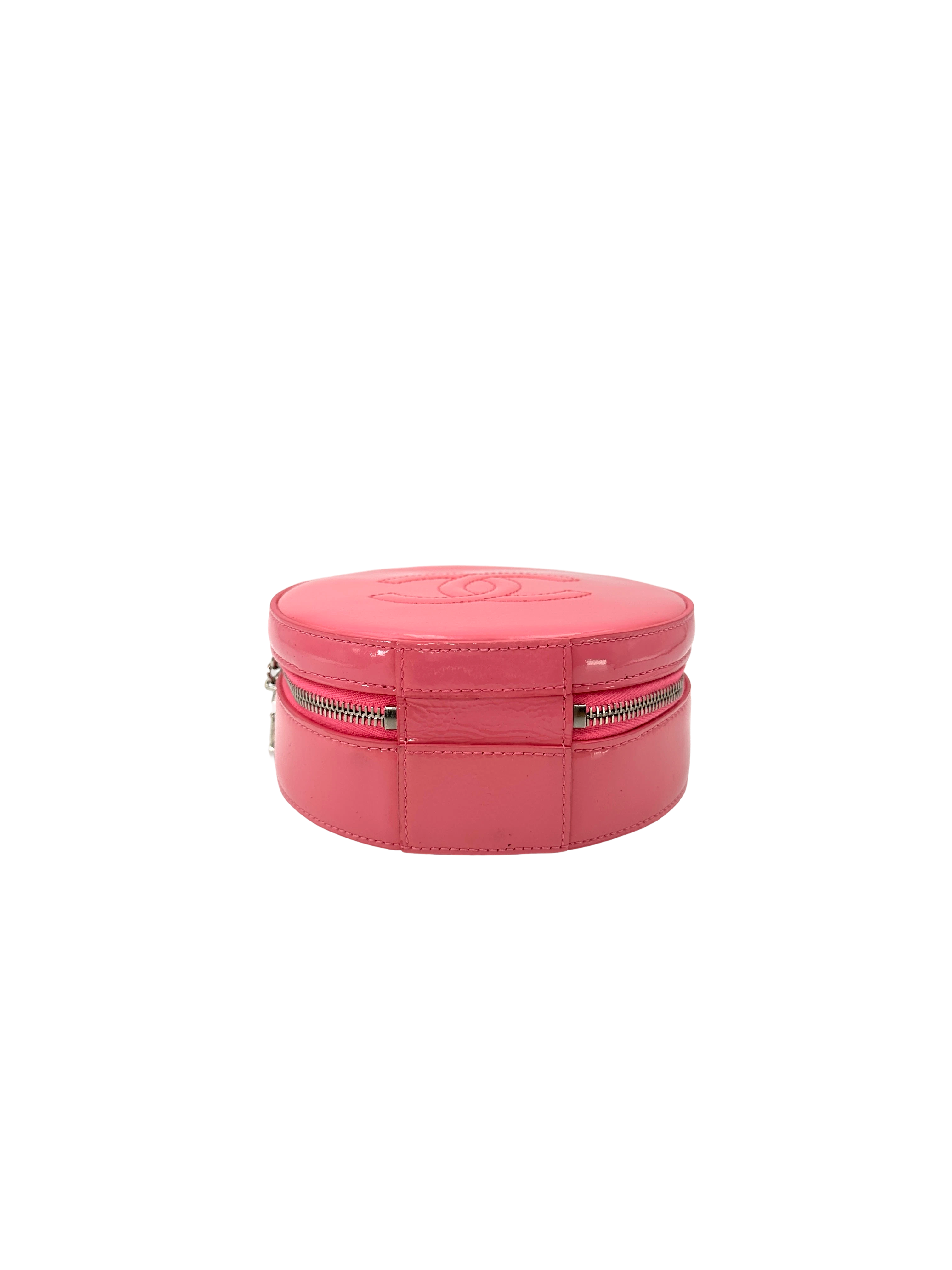 Chanel Pink Leather Round Clutch(26***97) CC2464