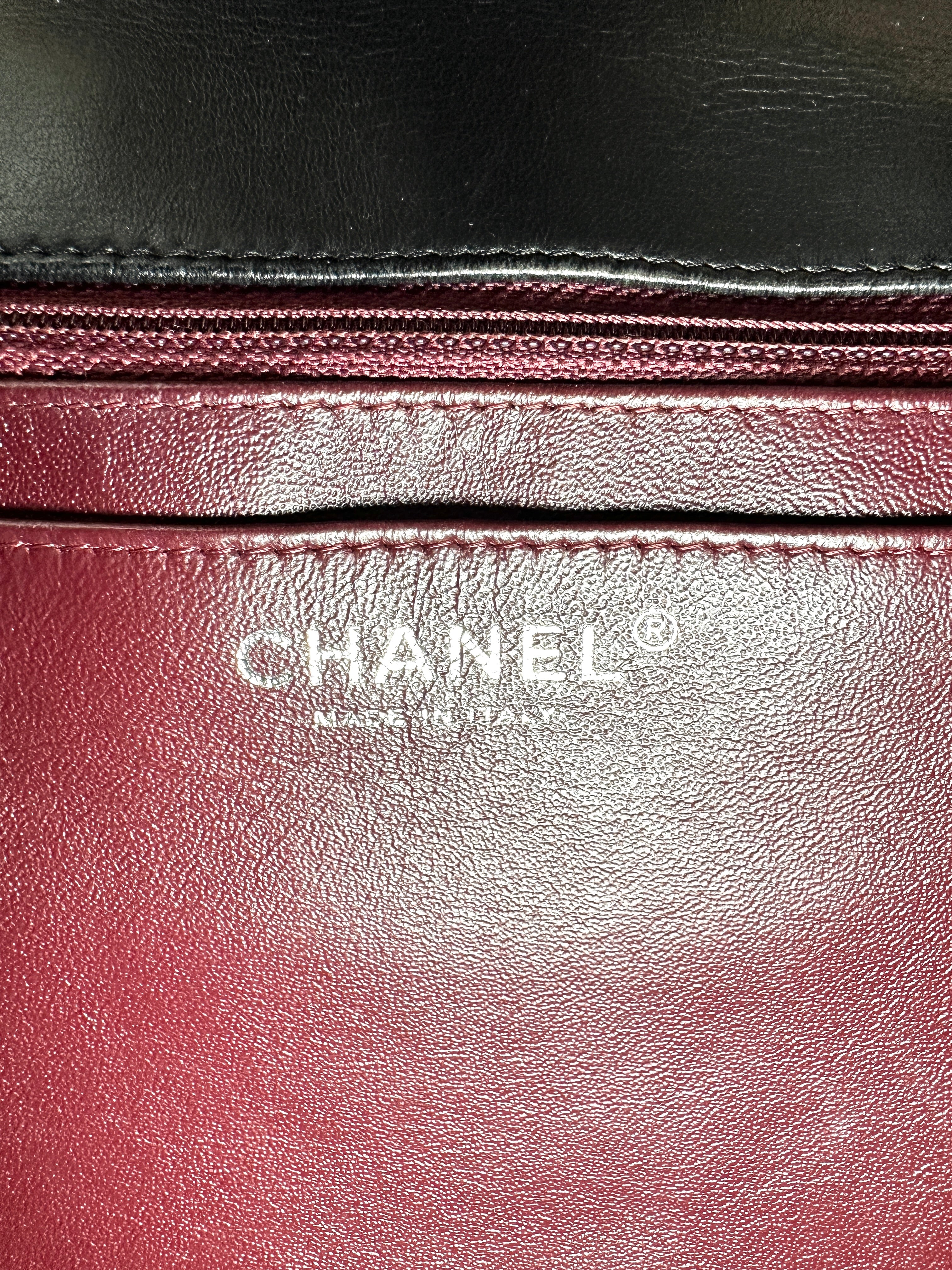 Chanel Classic Flap Black Quilted Leather Maxi Shoulder Bag With Silver Buckle(13***54) CC2466