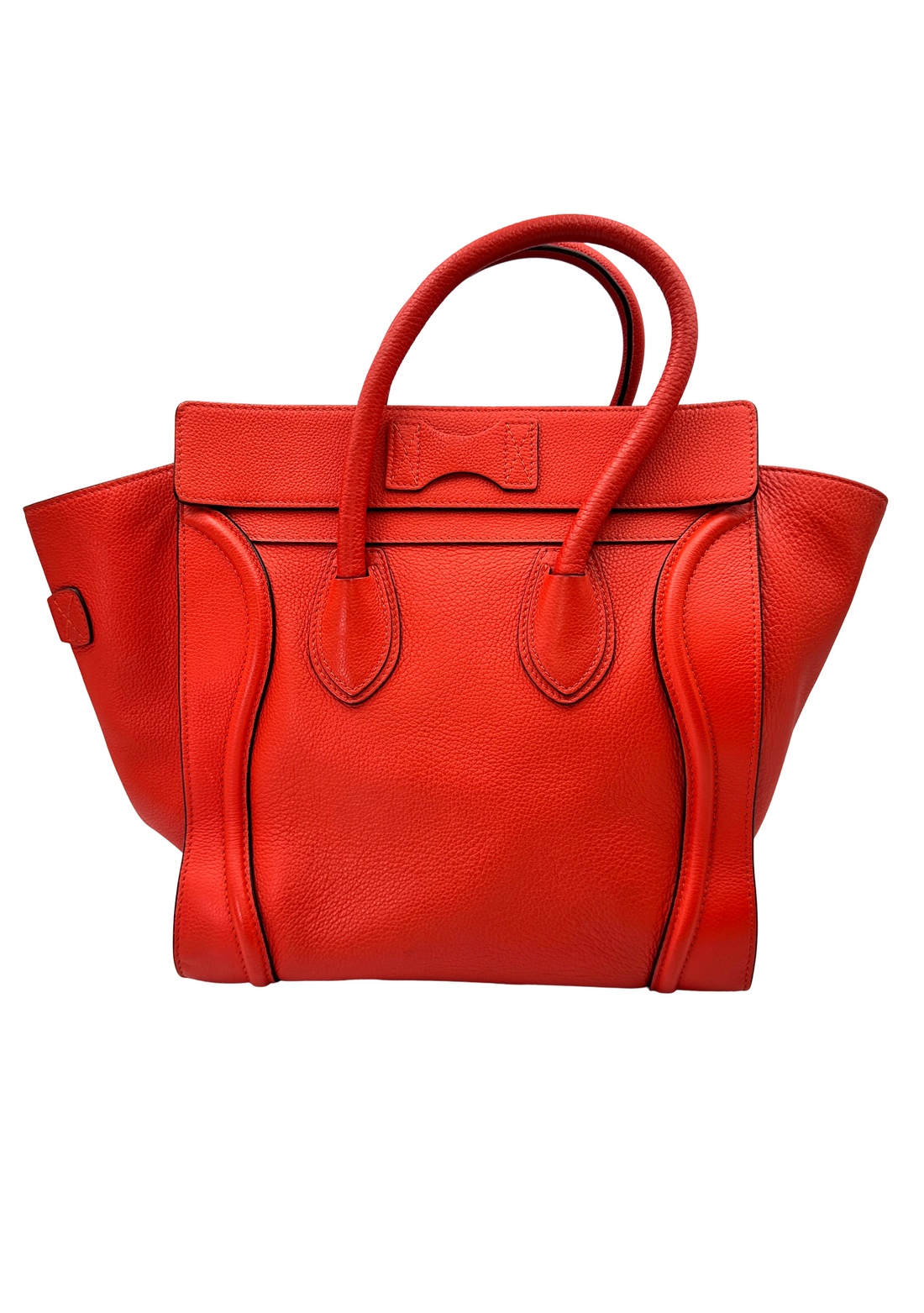 Celine Luggage Orange Leather Medium Size Handle Bag CE187