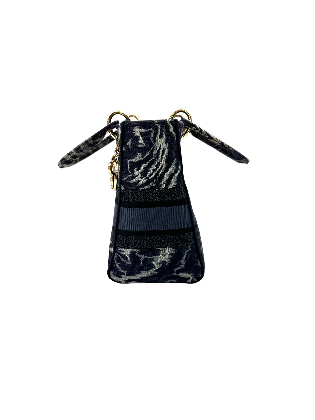 Christian Dior Lady Dior Blue Toile de Jouy Embroidered Canvas Handle Bag DR883