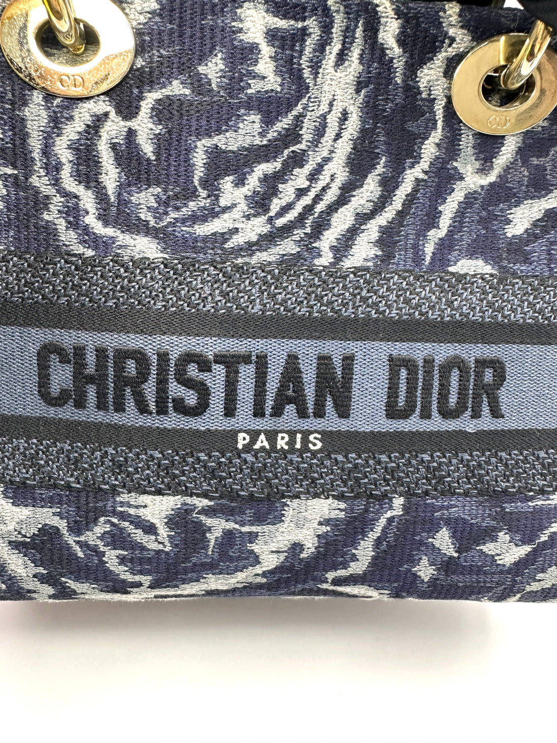 Christian Dior Lady Dior Blue Toile de Jouy Embroidered Canvas Handle Bag DR883