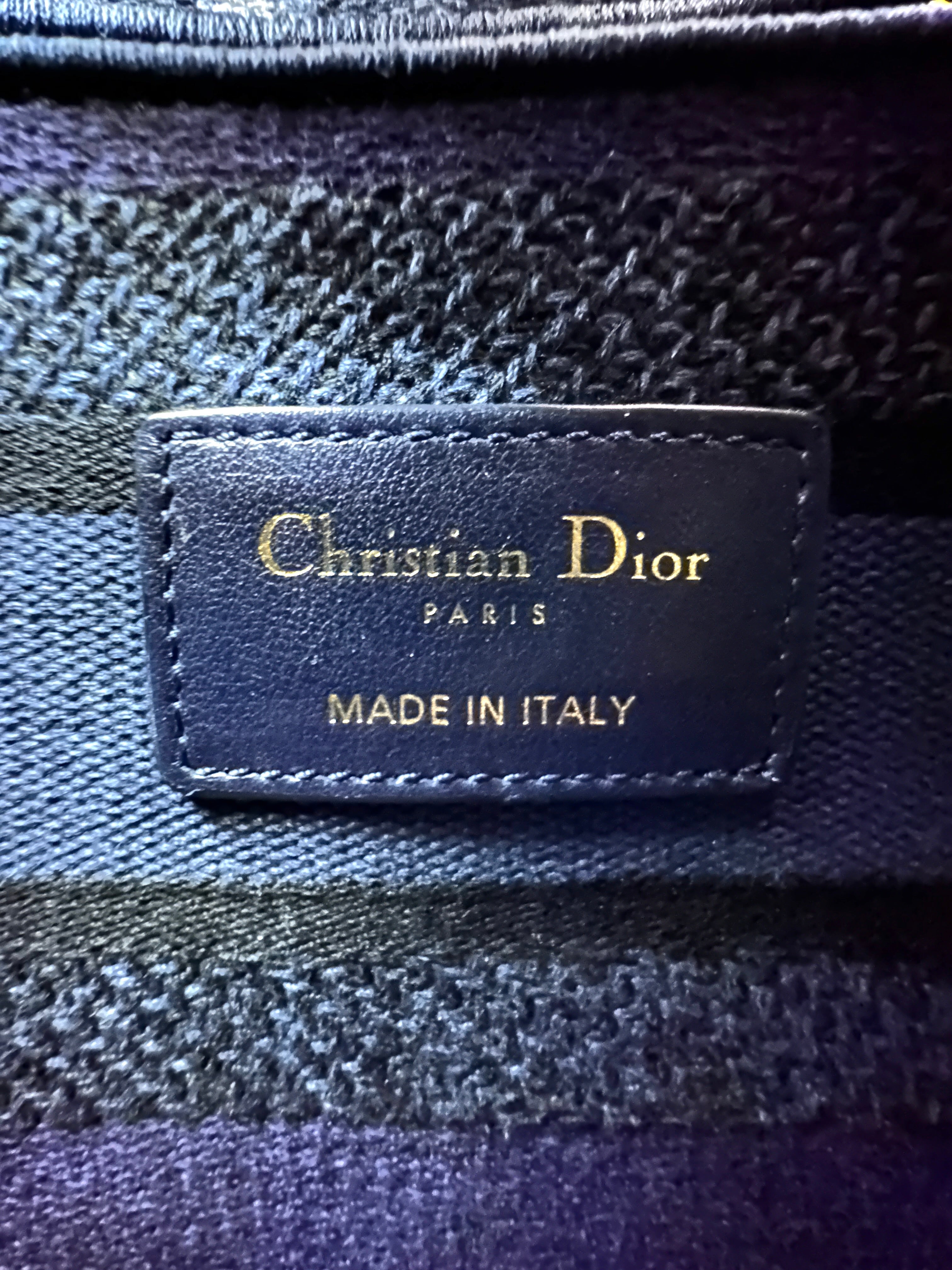 Christian Dior Lady Dior Blue Toile de Jouy Embroidered Canvas Handle Bag DR883