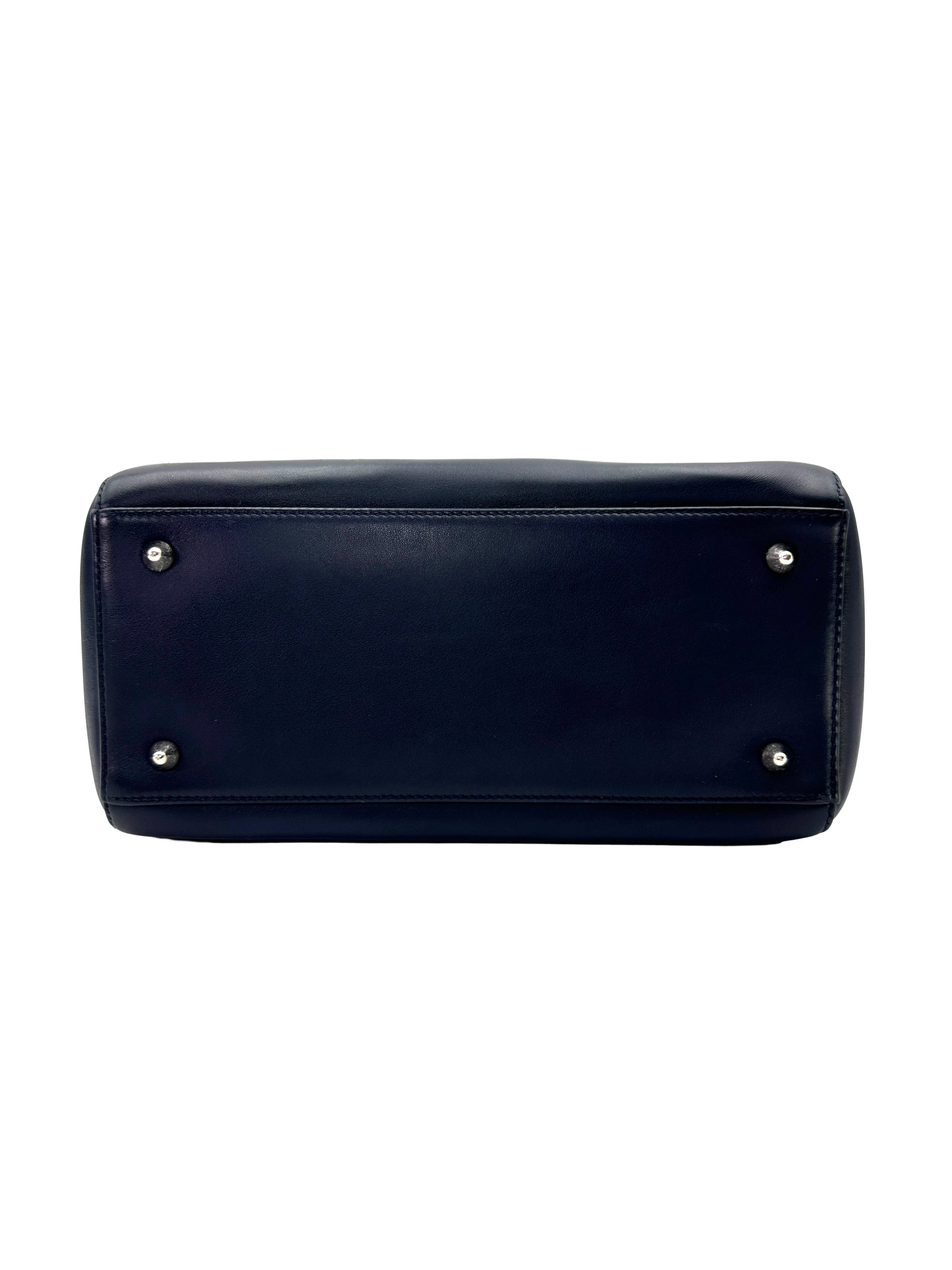 Christian Dior Lady Dior Sapphire Black Leather Handle Bag DR882