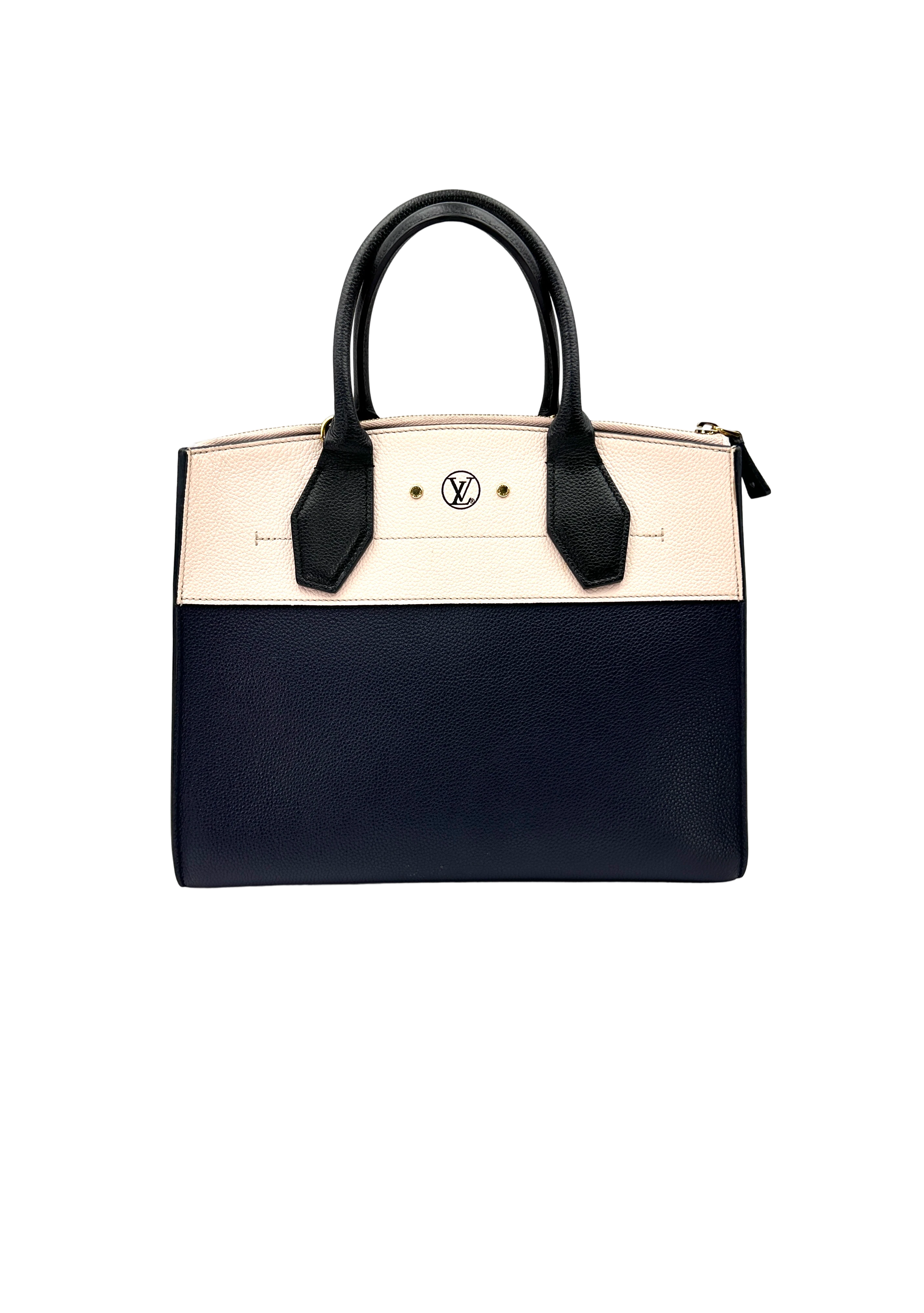 Louis Vuitton City Steamer Blue/Beige Taurillon Leather Handle Bag LV3239
