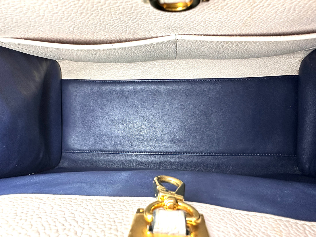 Louis Vuitton City Steamer Blue/Beige Taurillon Leather Handle Bag LV3239