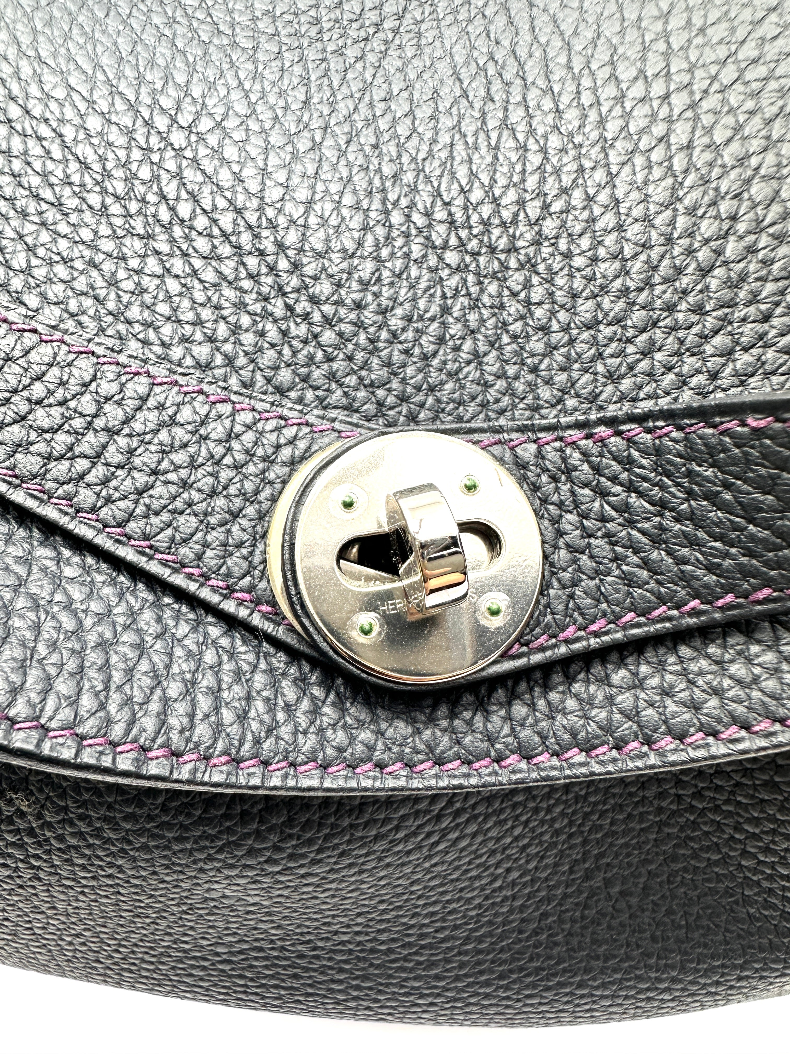 Hermes Lindy30 Dark Blue Leather Handle Bag HR145