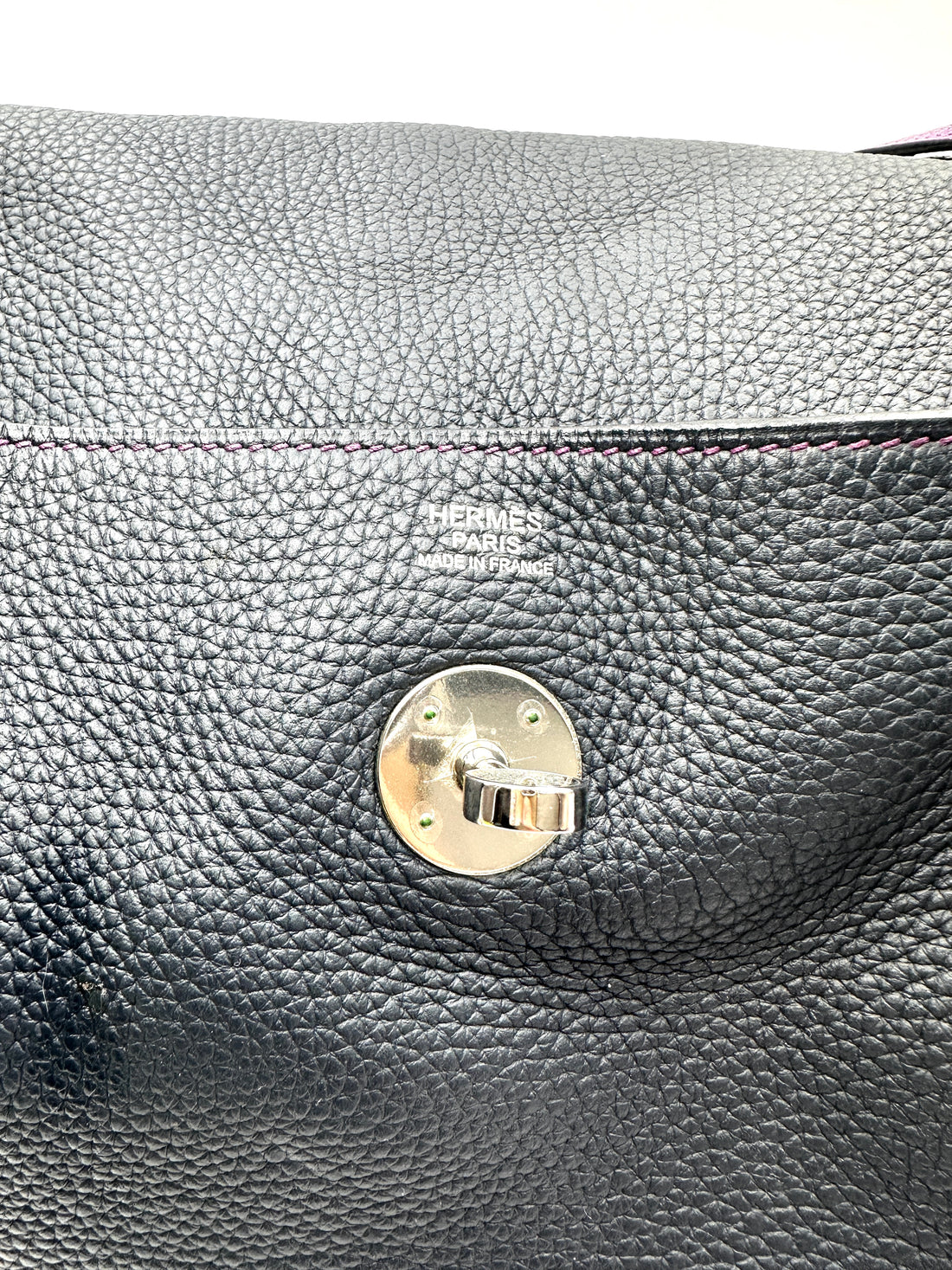 Hermes Lindy30 Dark Blue Leather Handle Bag HR145