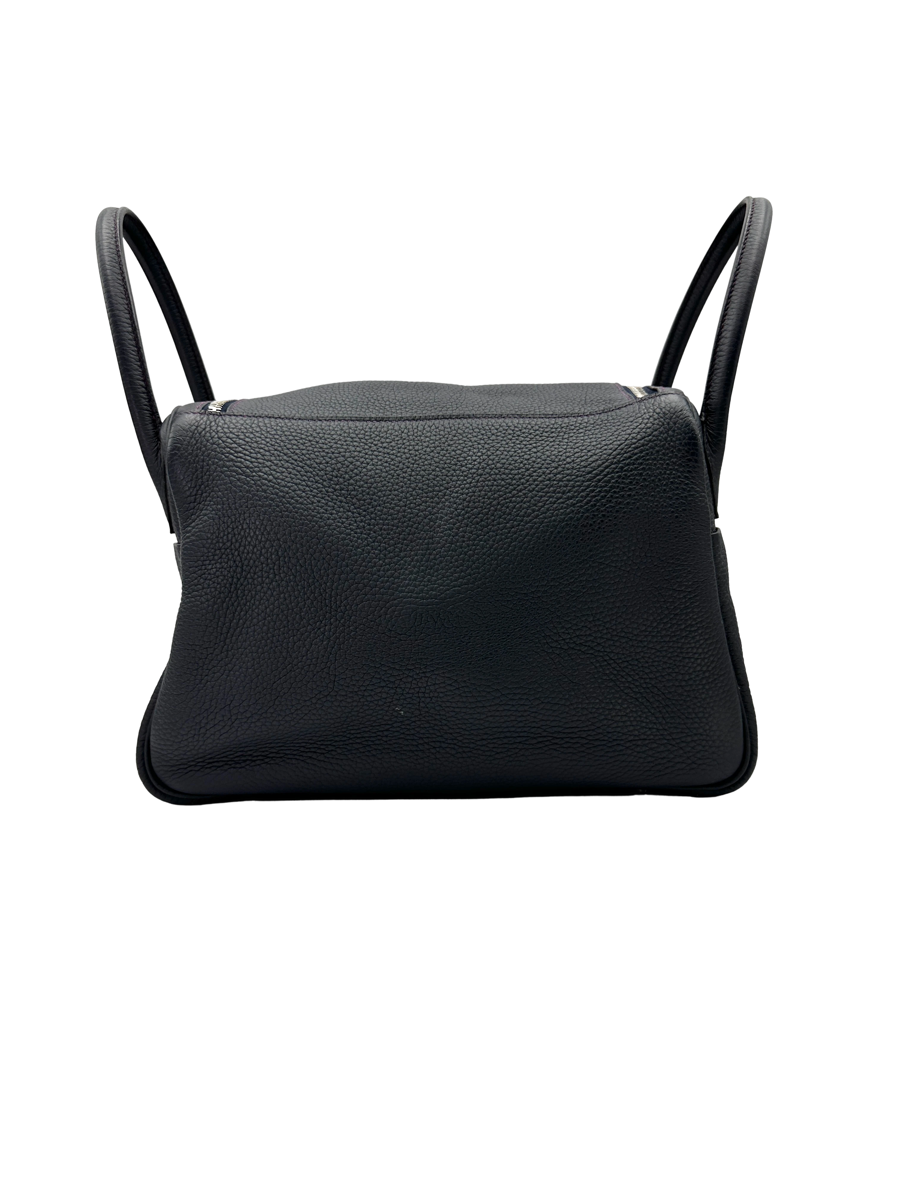 Hermes Lindy30 Dark Blue Leather Handle Bag HR145
